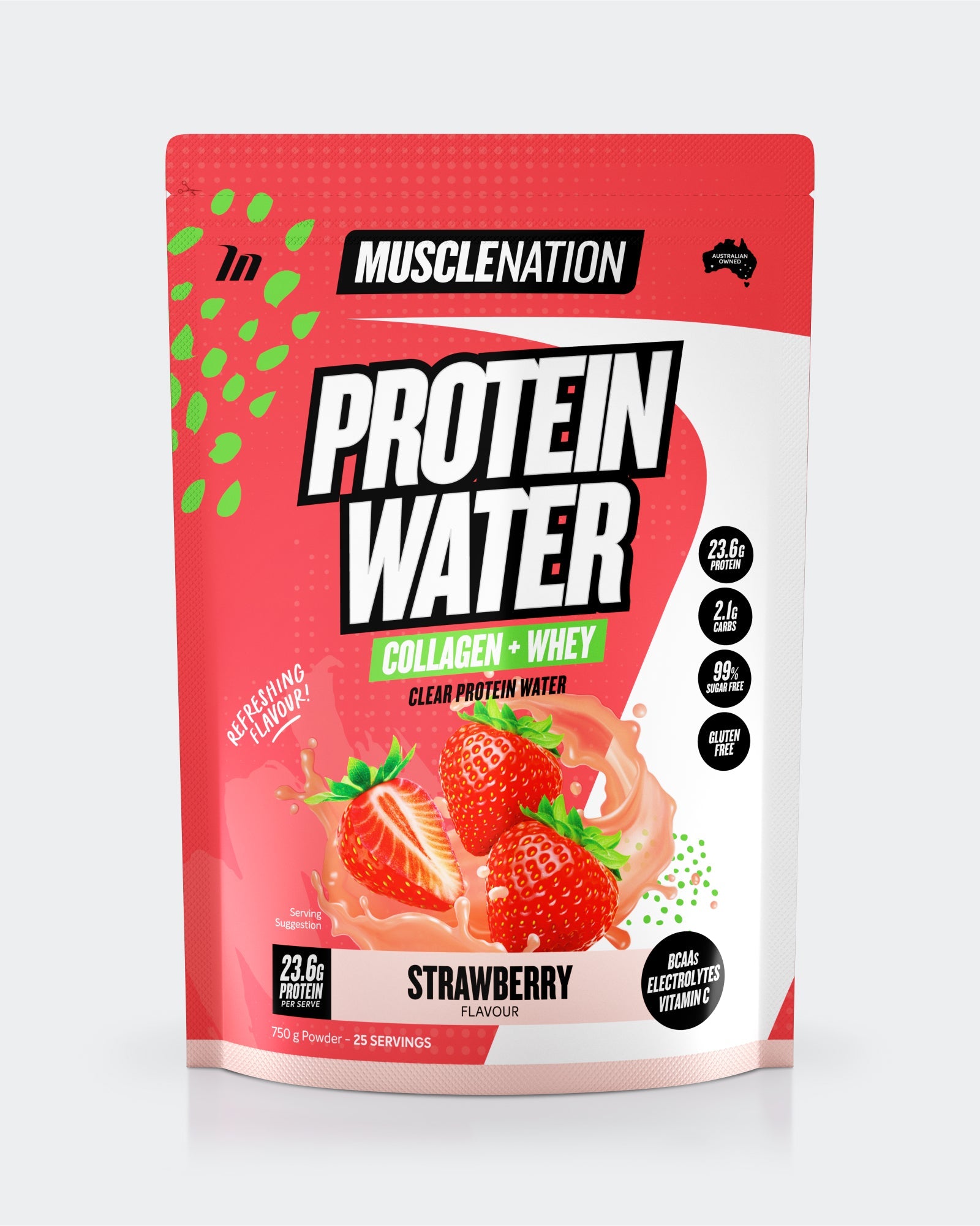 PROTEIN WATER - Strawberry - 25 serves 750g-Protein Waters-MNSUPPS0301-9359054001268-1-Muscle Nation
