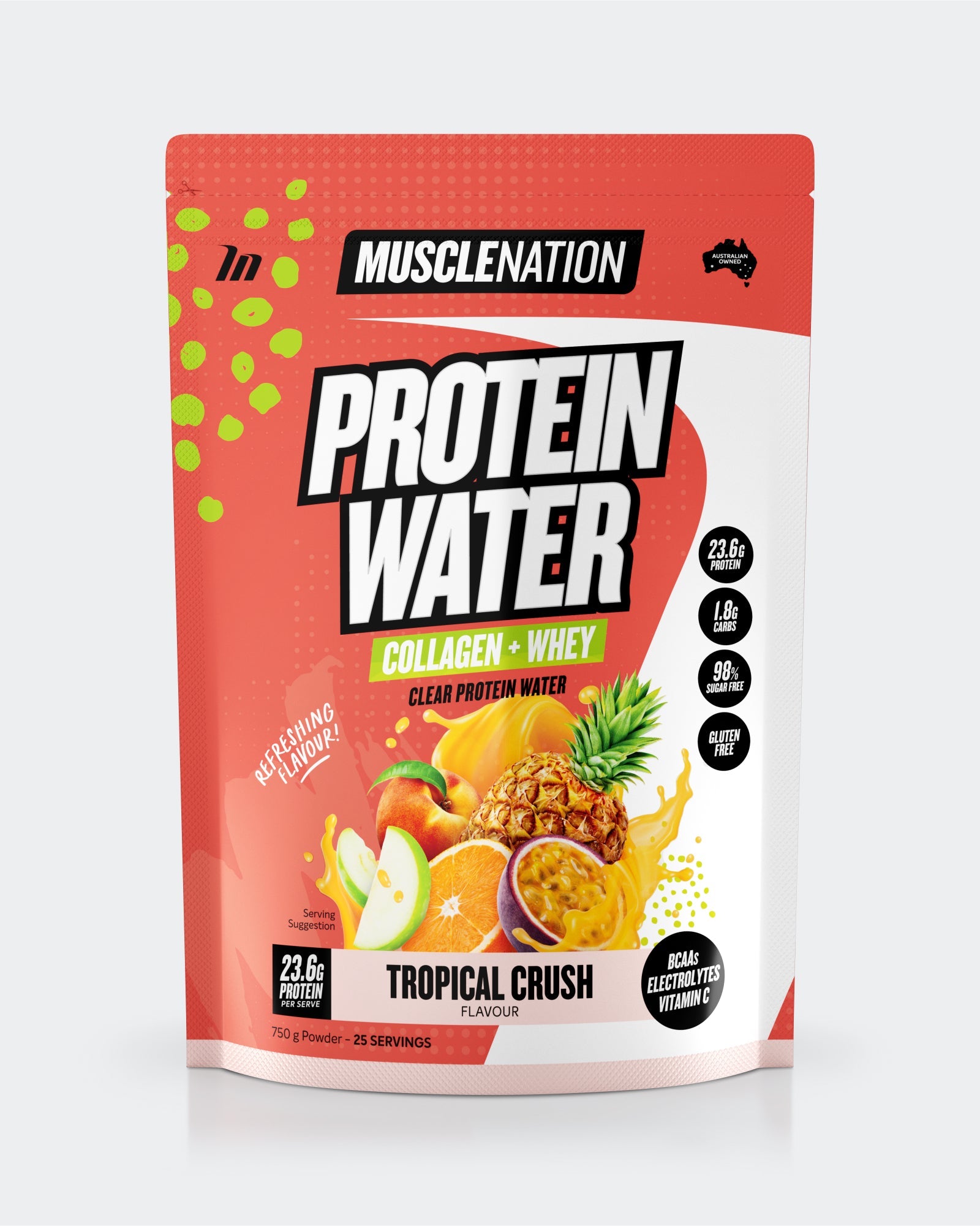 PROTEIN WATER - Tropical Crush - 25 serves 750g-Protein Waters-MNSUPPS0239-9359054001206-1-Muscle Nation