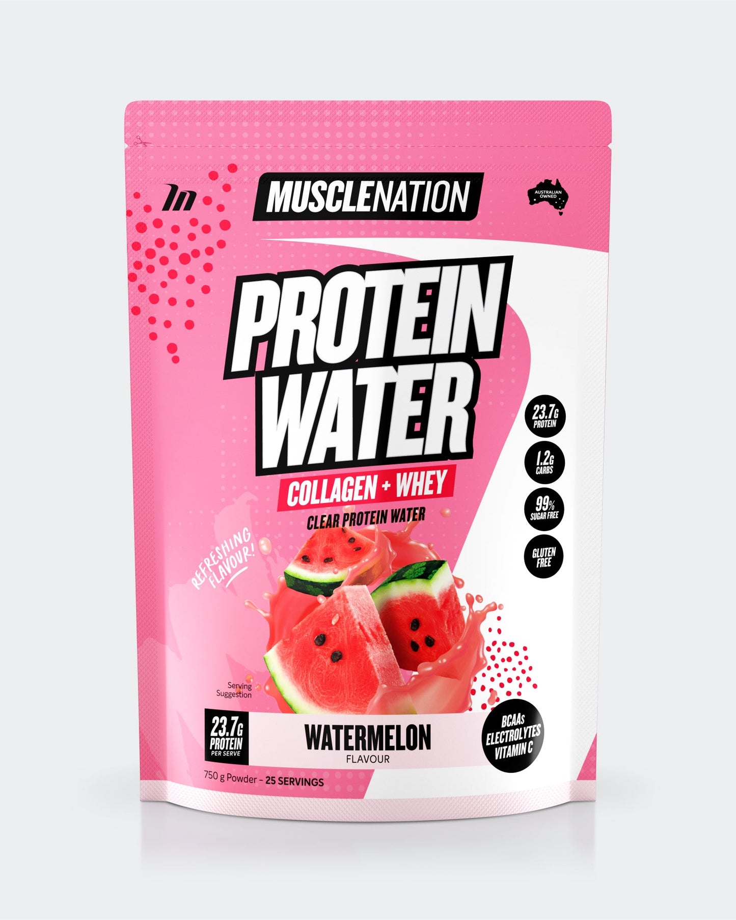 PROTEIN WATER - Watermelon - 25 serves 750g-Protein Waters-MNSUPPS0329-9359054001275-1-Muscle Nation