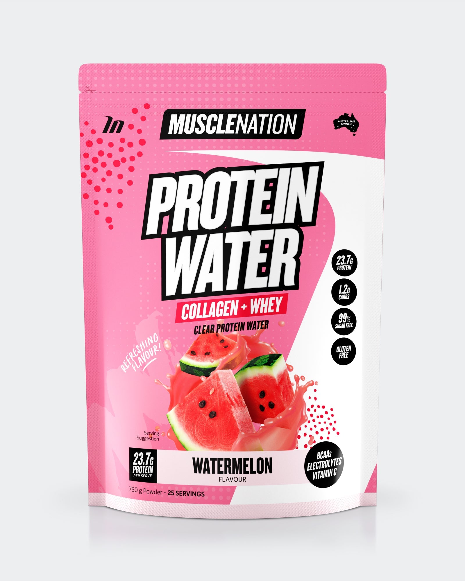 PROTEIN WATER - Watermelon - 25 serves 750g-Protein Waters-MNSUPPS0329-9359054001275-1-Muscle Nation