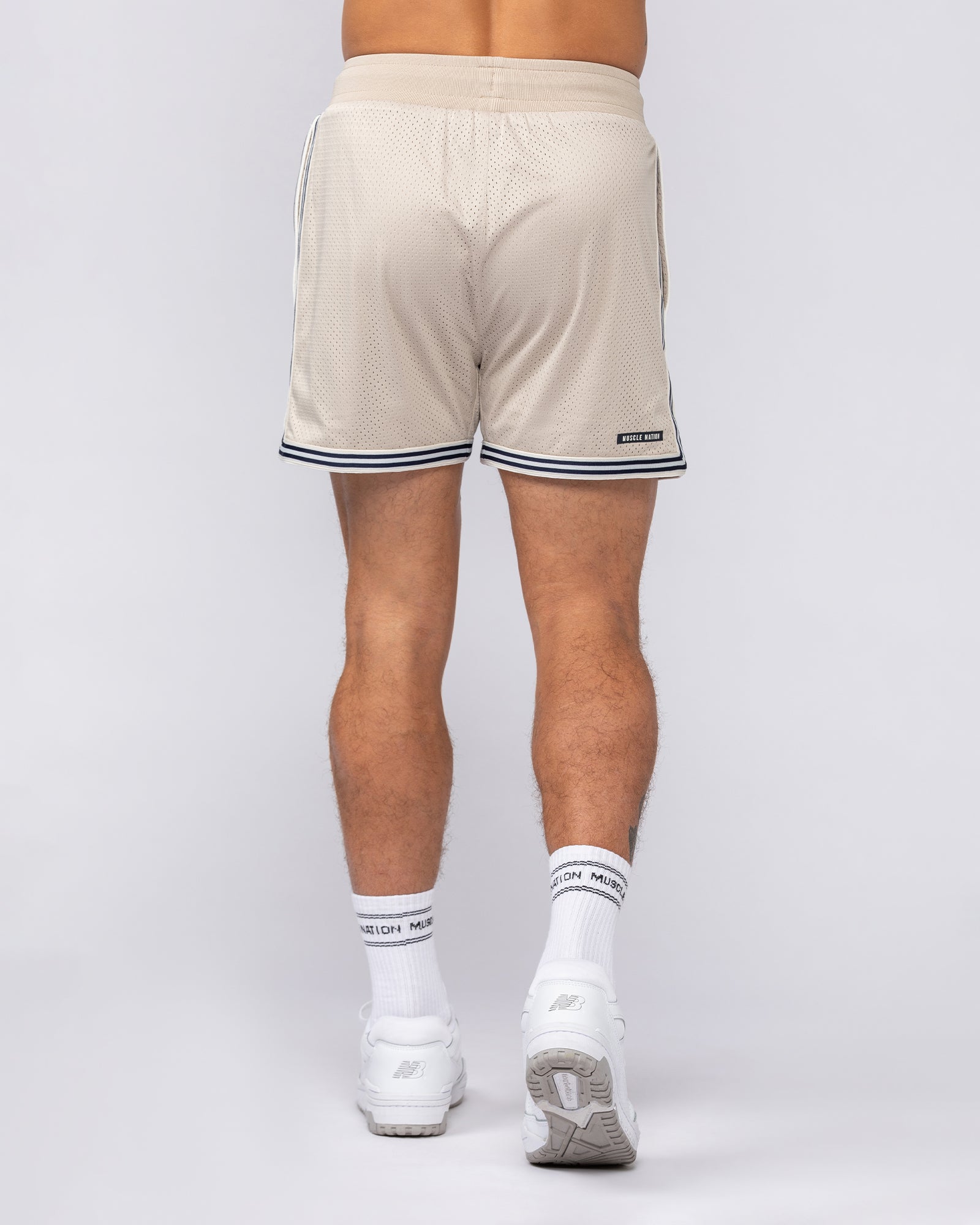 Retro Mesh Training 4" Shorts - Beige-Shorts-S-082527BEIGE-S-MNAPPRL43928-4-Muscle Nation