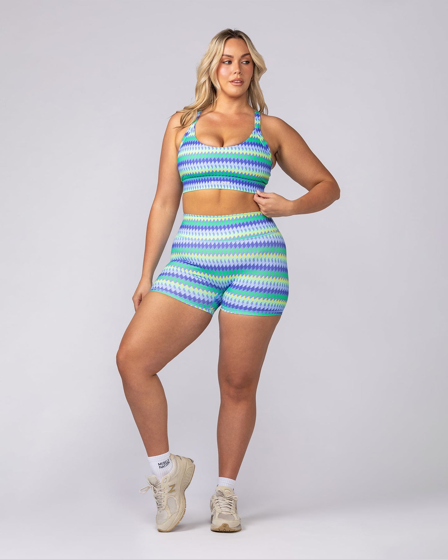 Rival Bra - Blue Fiesta Print-Sports Bras-XS-062503BLFP-XS-MNAPPRL42972-5-Muscle Nation