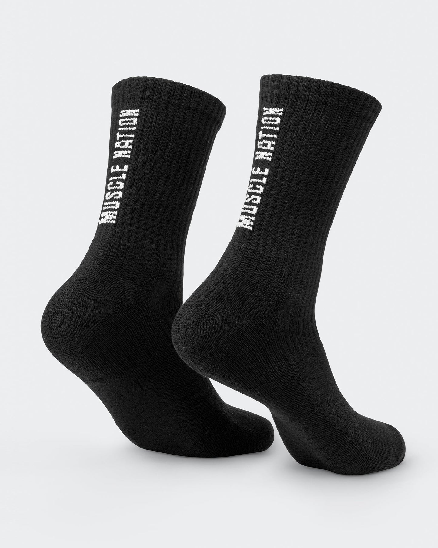 Mens Trainer Crew Sock (2x Pack) - Black-Socks-Black-ACC1124166BLK-ONE-MNAPPRL32721-4-Muscle Nation