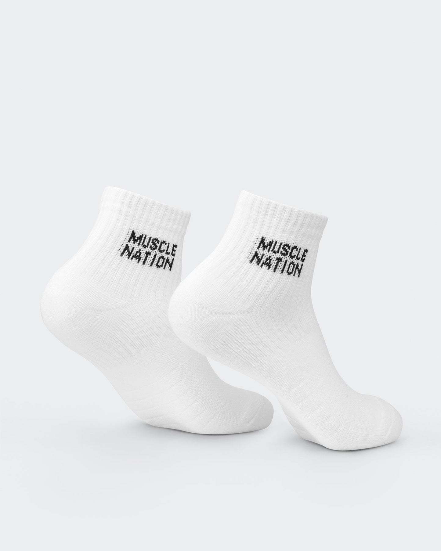 Womens 1/4 Crew Sock (2x Pack)-Socks-White-AC022464WHT-ONE-MNAPPRL29445-4-Muscle Nation