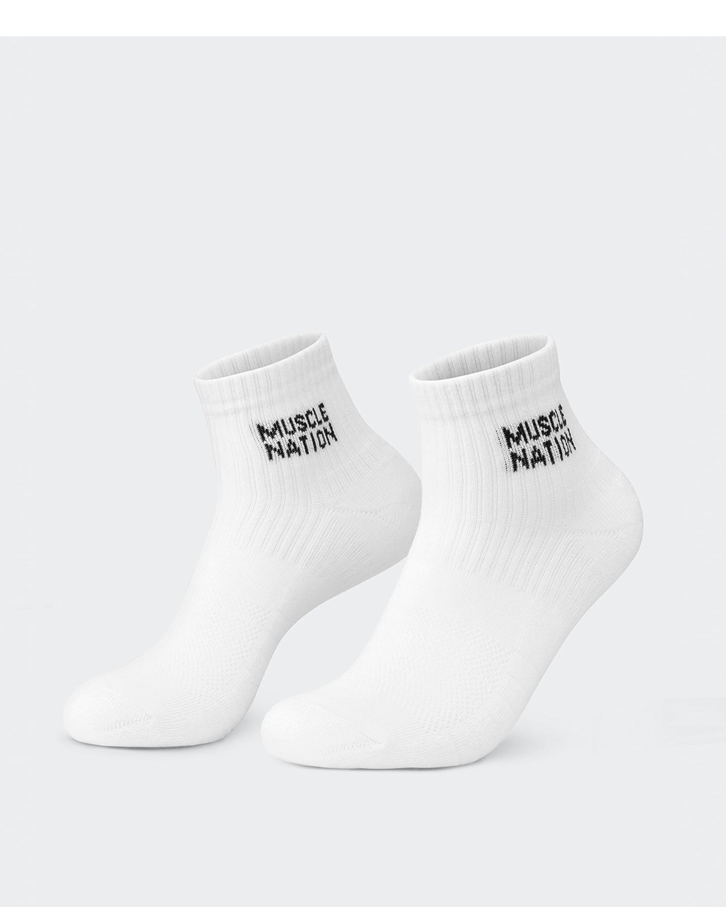 Womens 1/4 Crew Sock (2x Pack)-Socks-White-AC022464WHT-ONE-MNAPPRL29445-3-Muscle Nation