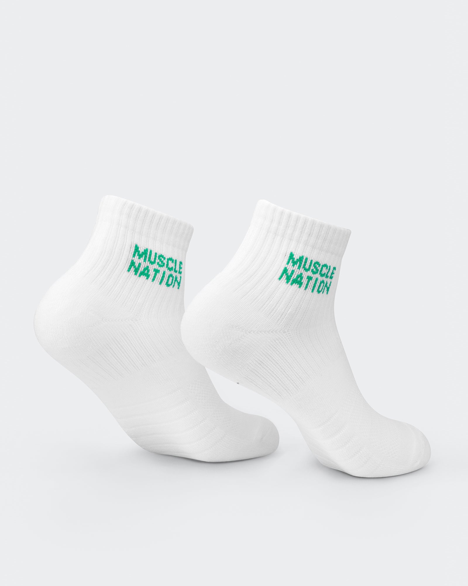 Womens 1/4 Crew Sock (2x Pack) - Clover/ Hollywood pink-Socks-White/ Clover, White/ Hollywood Pink-MNAPPRL32715WHTCLVHPK-ONE-MNAPPRL32715-3-Muscle Nation