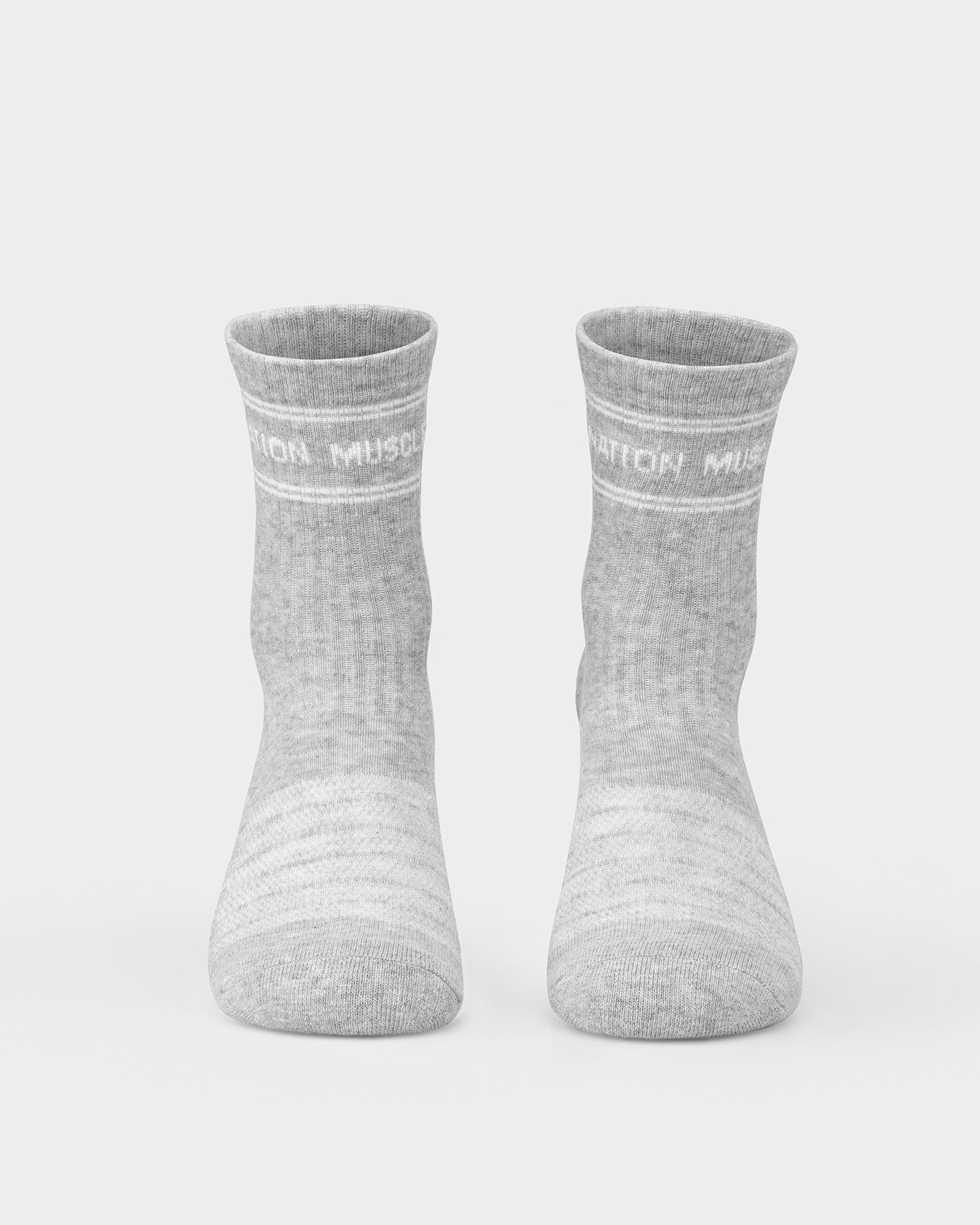 Womens Stripe Crew Sock (2x Pack) - Black/ Grey Marl-Socks-Black/ White, Grey Marl/ White-ACC1124168BKWTGMWT-ONE-MNAPPRL32723-2-Muscle Nation