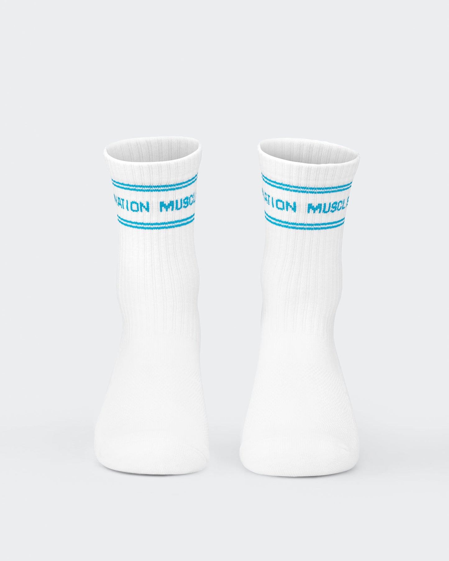 Womens Stripe Crew Sock (2x Pack) - Clover/ Capri Blue-Socks-White/ Clover, White/ Capri-ACC1124168WHCLWHCP-ONE-MNAPPRL32724-2-Muscle Nation