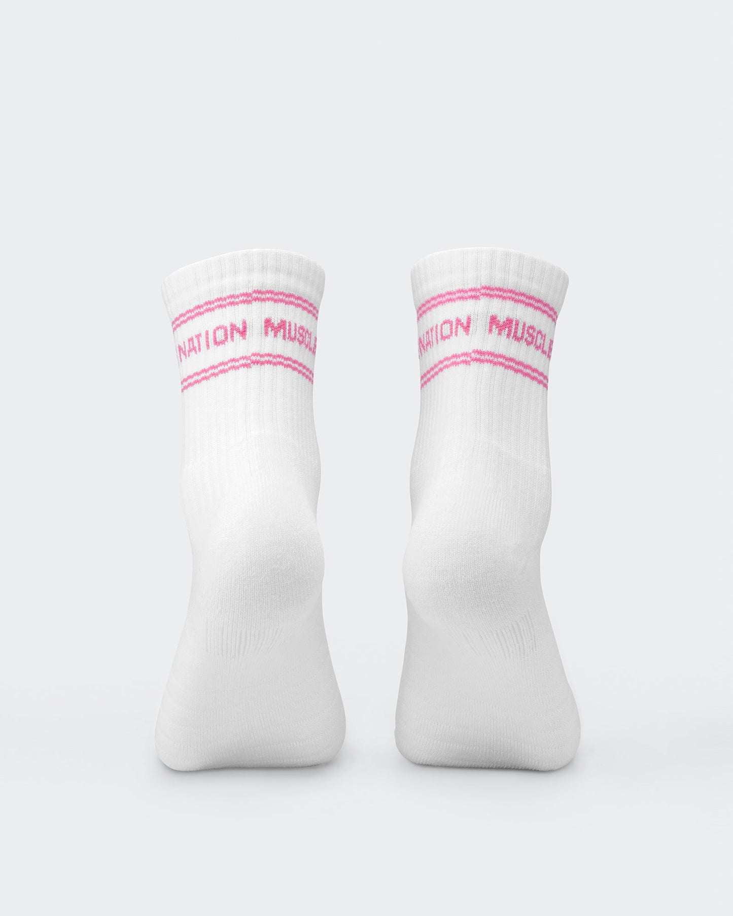 Womens Stripe Crew Sock (2x Pack) - Hollywood Pink/ Viola-Socks-White/ Hollywood Pink, White/ Viola-ACC1124168WHHPWHVI-ONE-MNAPPRL32725-5-Muscle Nation