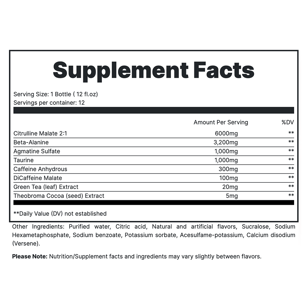 RTD -Green Apple Supp Fact