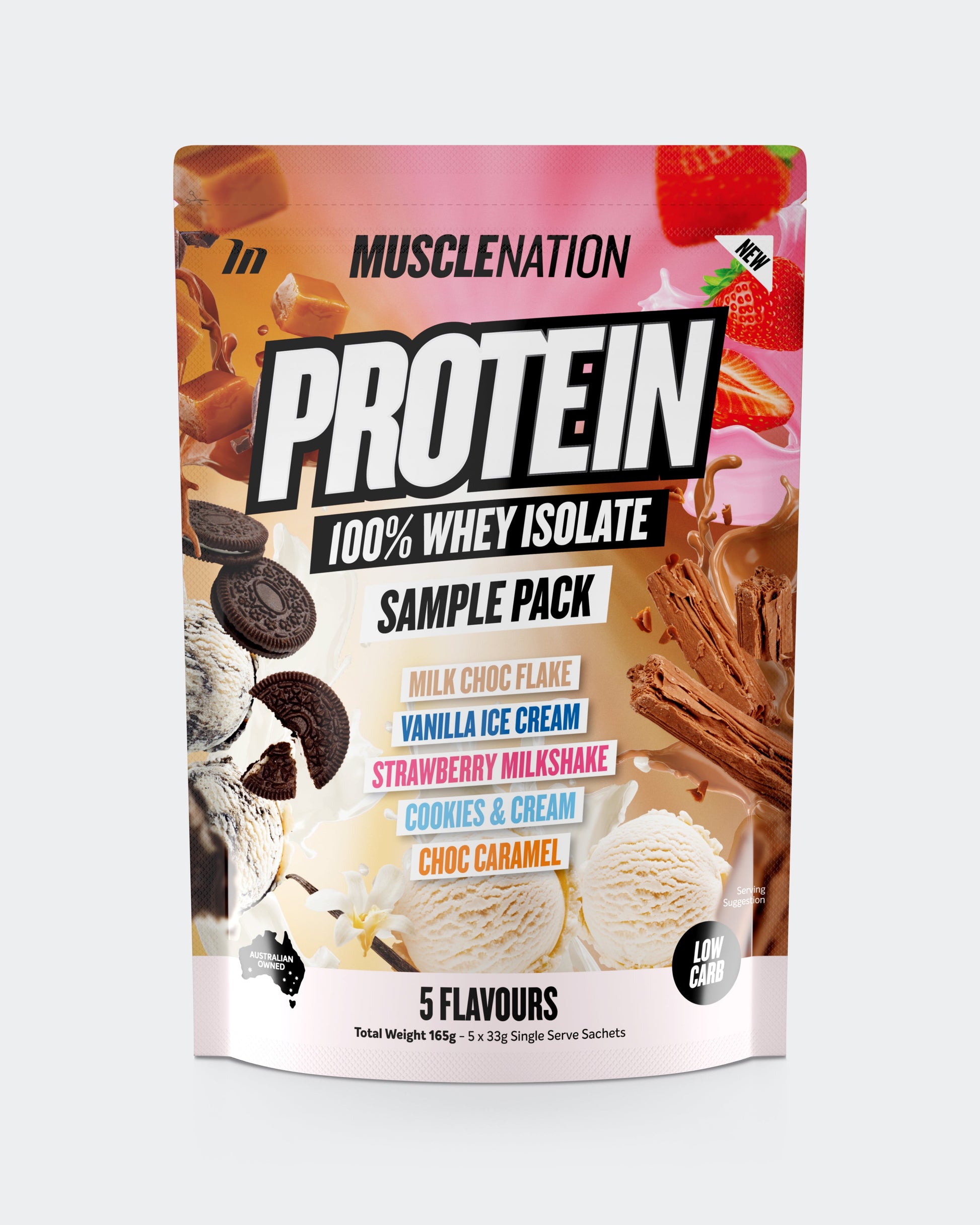 WHEY Protein Isolate - Sample Pack - 5 Flavours-Whey Protein Powders-MNSUPPS0343-9359054001565-1-Muscle Nation