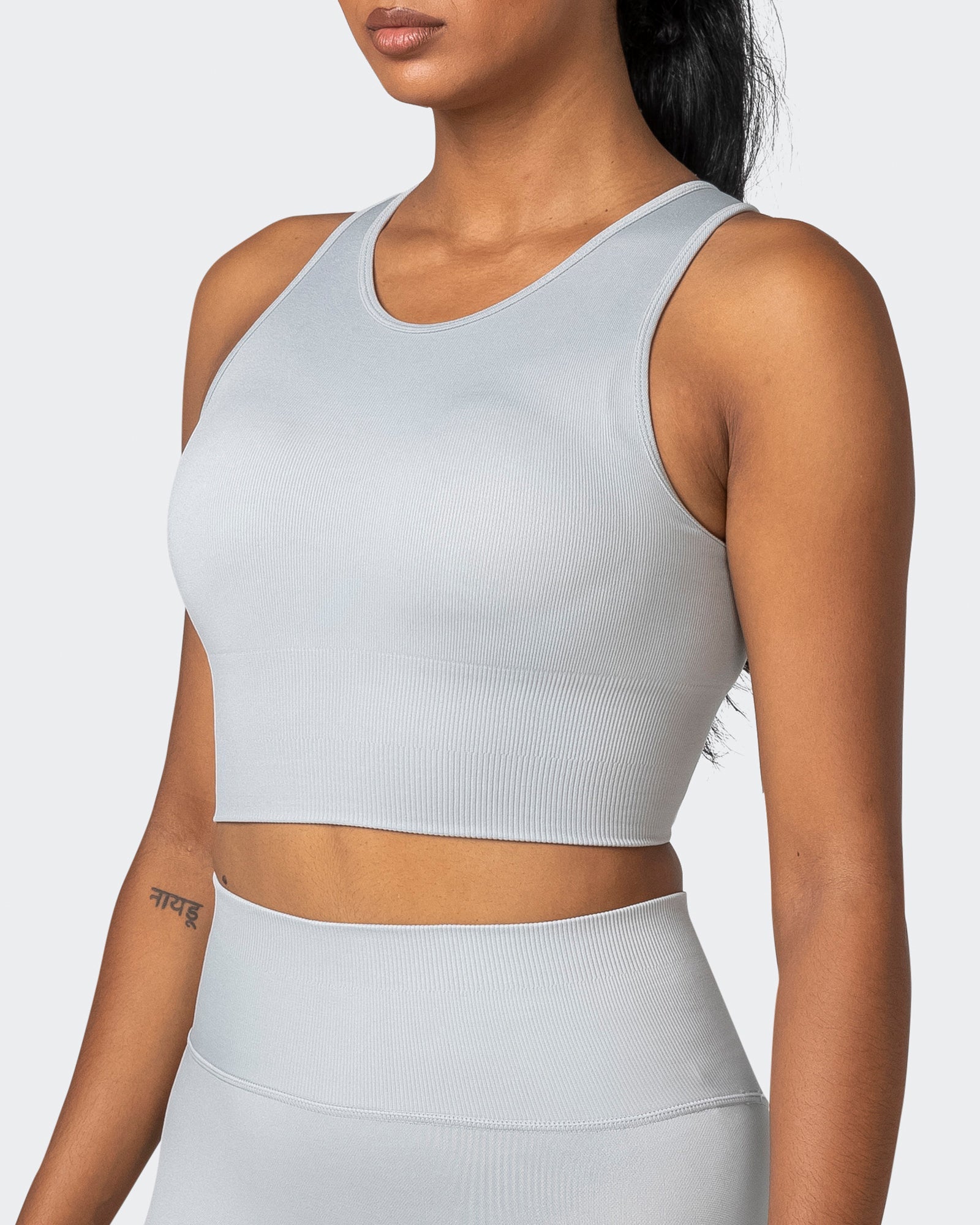 Longline Seamless Bra - Steel-Sports Bras-XS-032230STEEL-XS-MNAPPRL16826-3-Muscle Nation