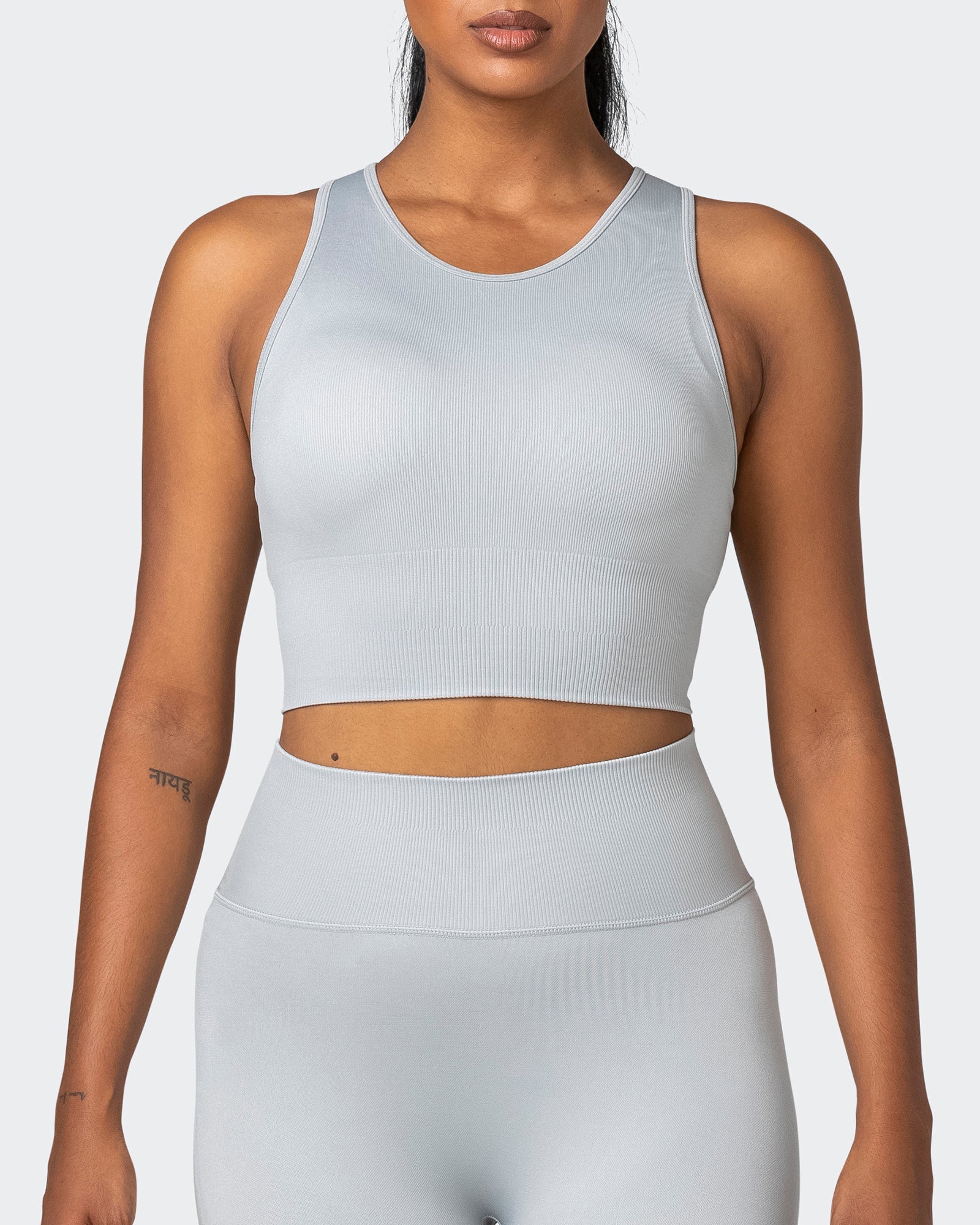 Longline Seamless Bra - Steel-Sports Bras-XS-032230STEEL-XS-MNAPPRL16826-2-Muscle Nation