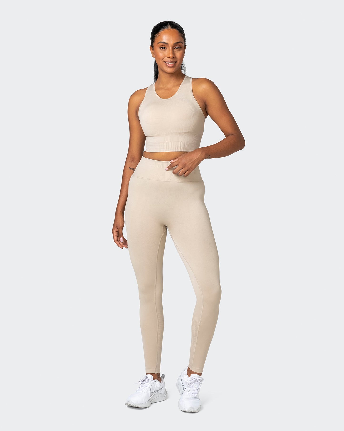 Longline Seamless Bra - Bone-Sports Bras-XS-032230BNE-XS-MNAPPRL16838-7-Muscle Nation