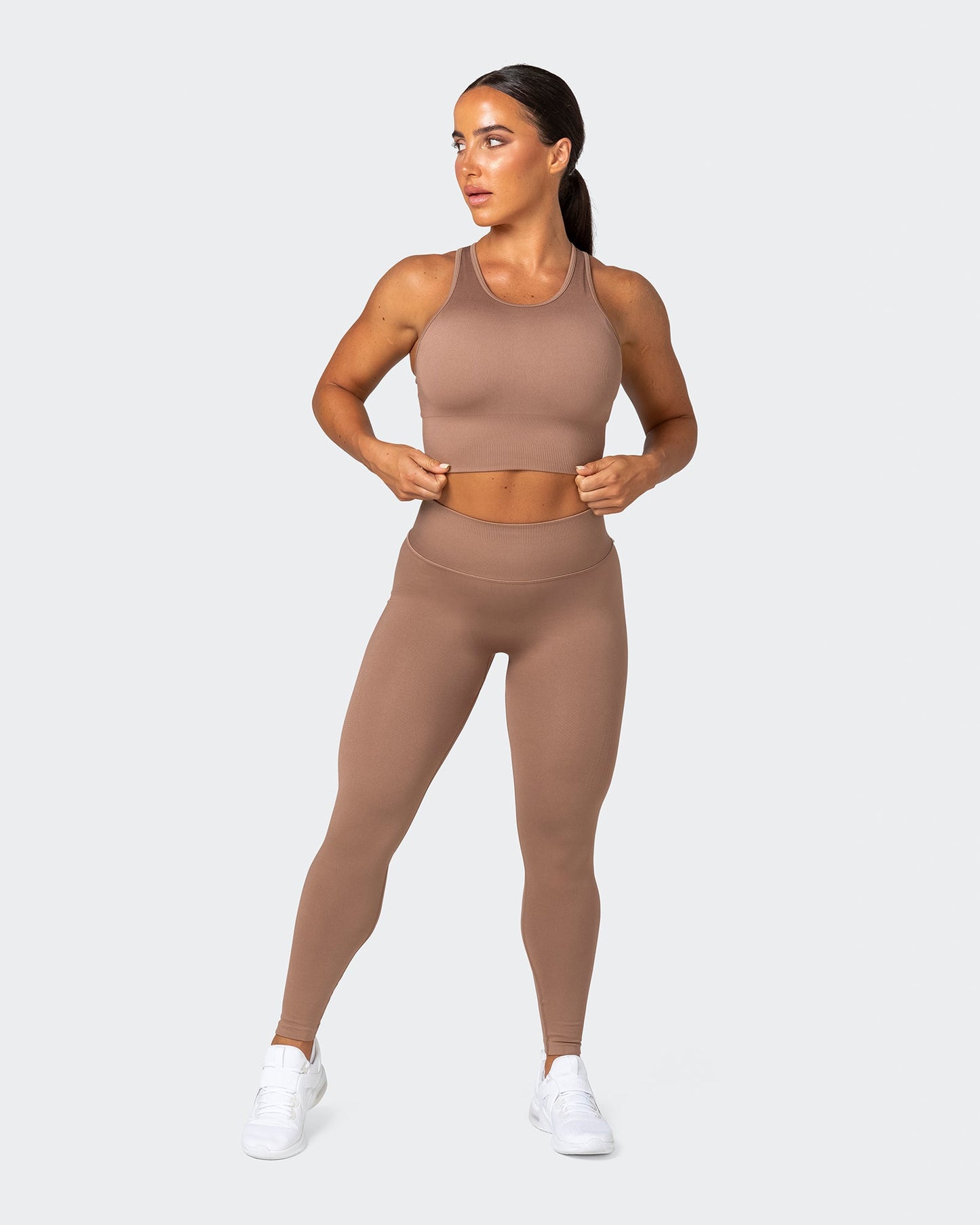 Longline Seamless Bra - Biscuit-Sports Bras-XS-032230BSCUIT-XS-MNAPPRL16832-7-Muscle Nation
