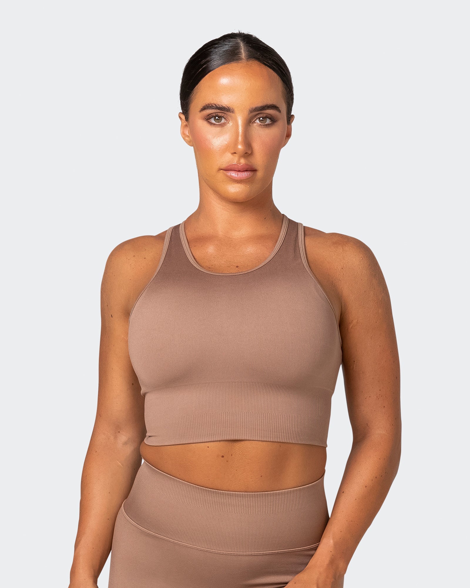Longline Seamless Bra - Biscuit-Sports Bras-XS-032230BSCUIT-XS-MNAPPRL16832-1-Muscle Nation