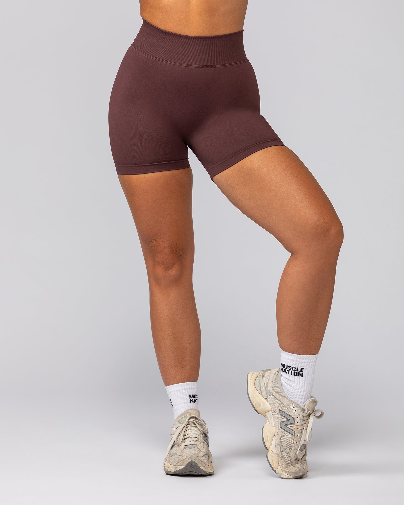 Sculpt Seamless Midway Shorts - Rocky Road-Shorts-XS-032541RKRD-XS-MNAPPRL41521-2-Muscle Nation