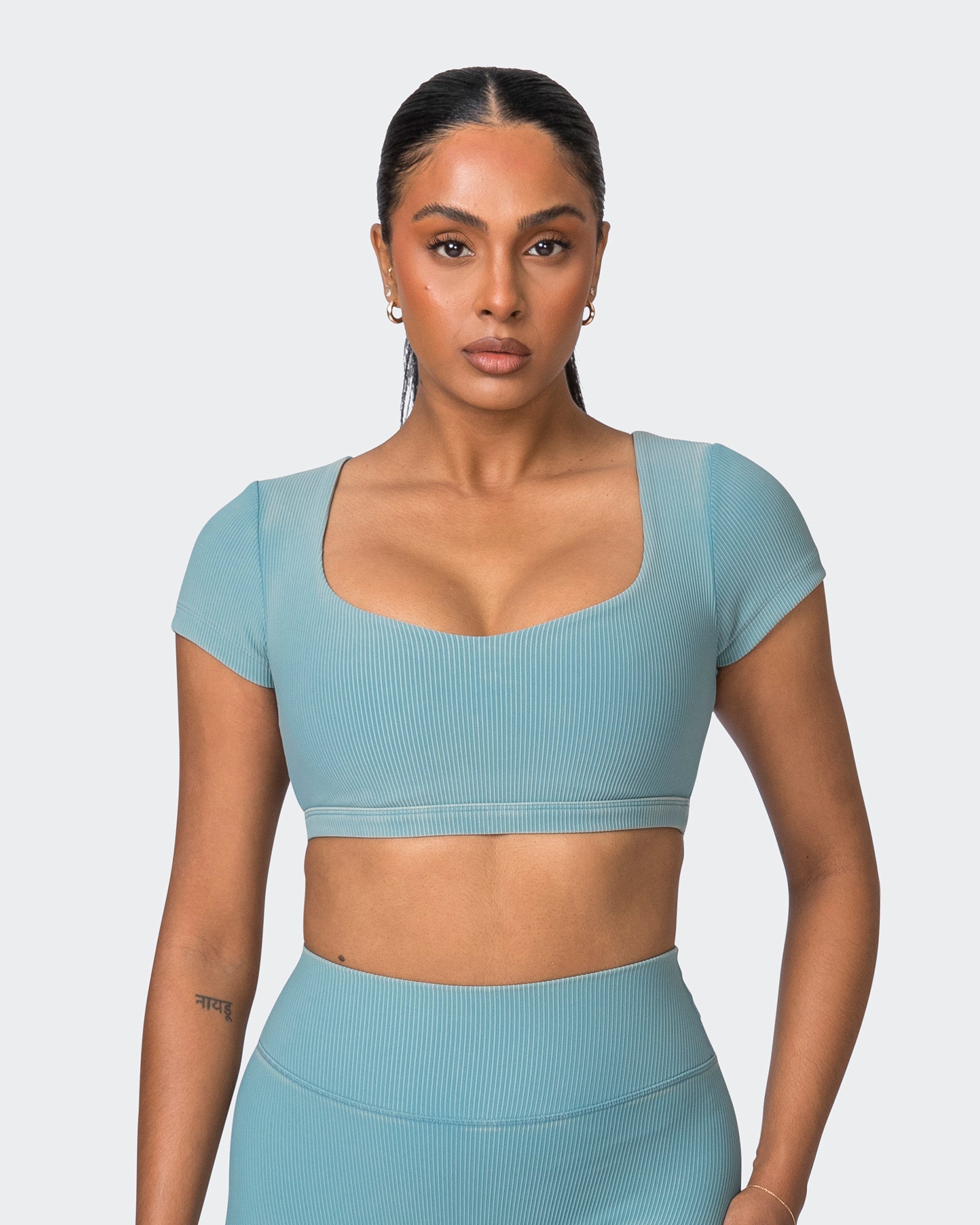 On Point Vintage Rib Bra - Washed Harbour-Sports Bras-XXS-072335WSHHRB-XXS-MNAPPRL26167-1-Muscle Nation