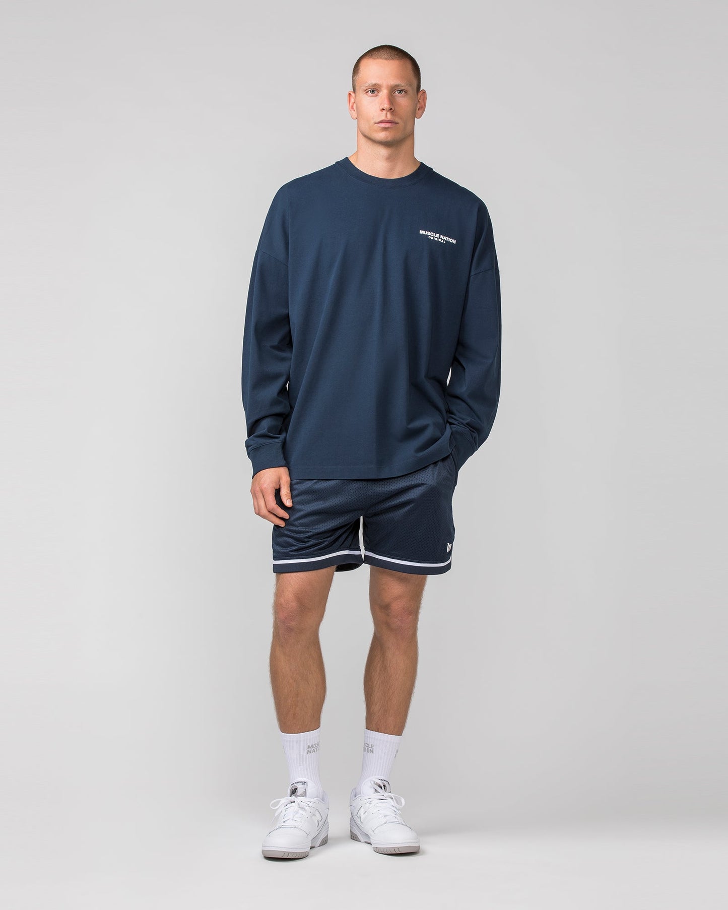 Mens 5" Basketball Shorts - Navy-Shorts-S-042365NAVY-S-MNAPPRL22382-6-Muscle Nation
