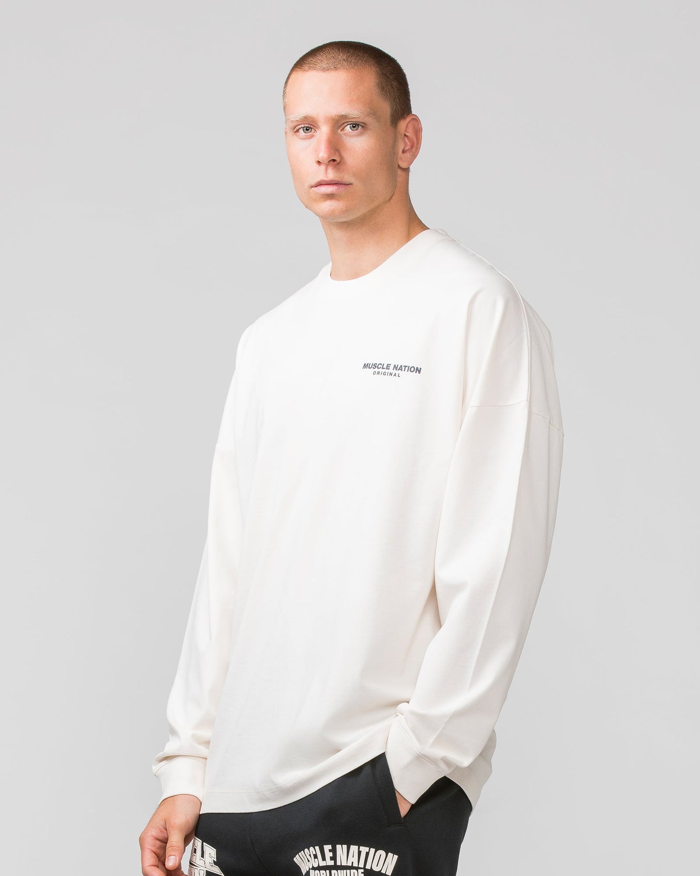 Worldwide Long Sleeve Tee - Travertine-Long Sleeve T-Shirts-S-022443TRAV-S-MNAPPRL30691-3-Muscle Nation