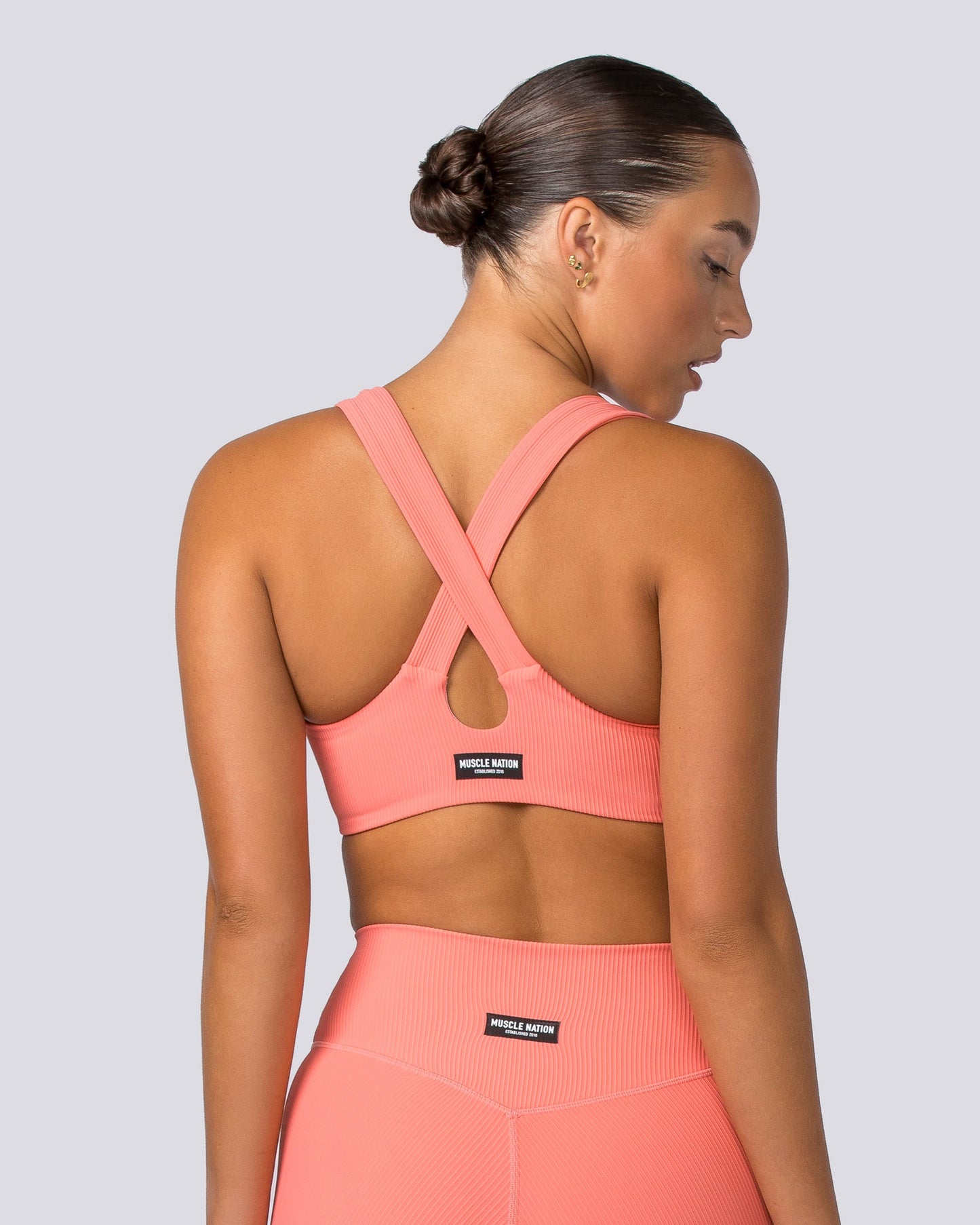 Lush Rib Bralette - Sunset Coral-Bralettes-XS-112374SUNSCRL-XS-MNAPPRL27815-2-Muscle Nation