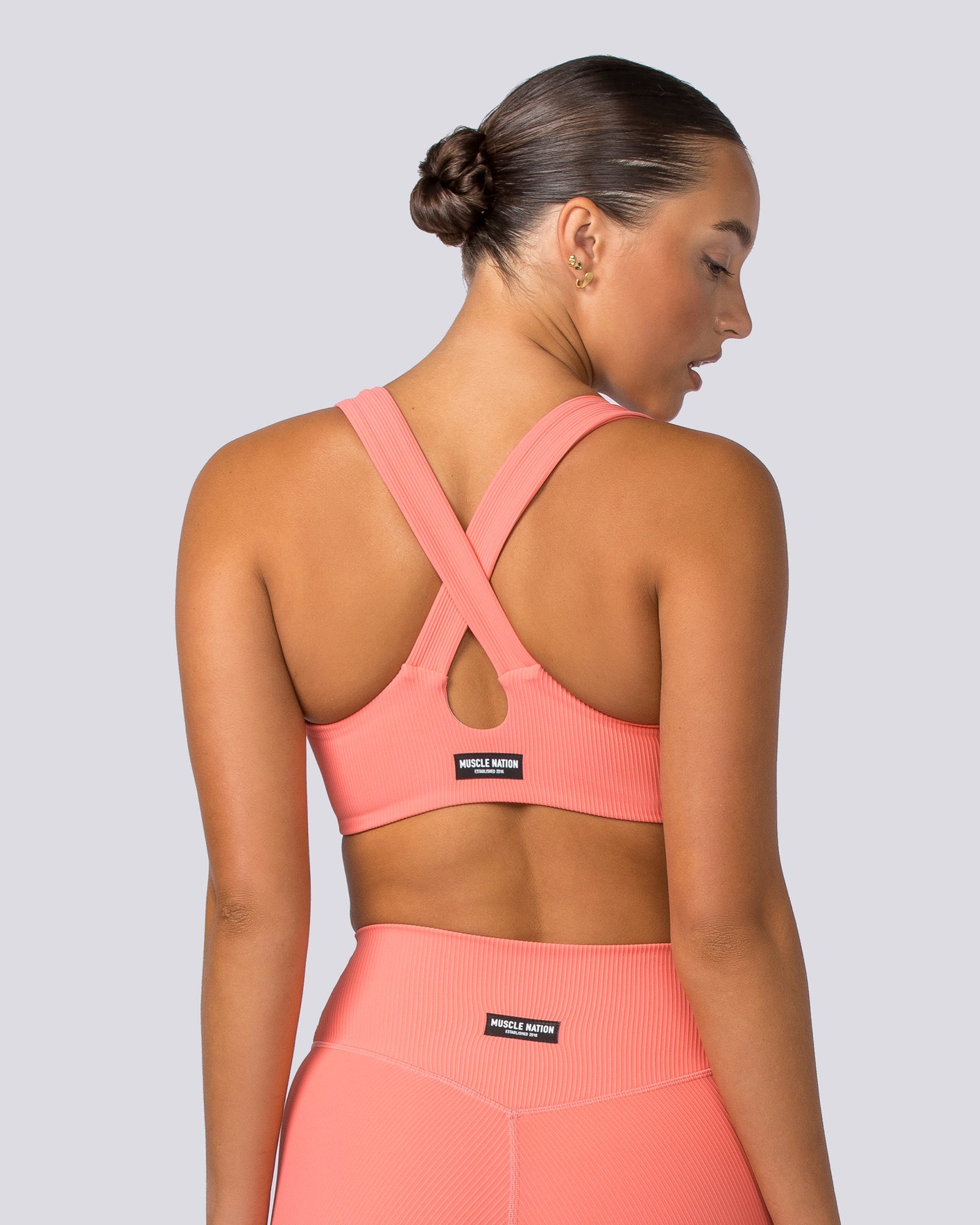 Lush Rib Bralette - Sunset Coral-Bralettes-XS-112374SUNSCRL-XS-MNAPPRL27815-2-Muscle Nation