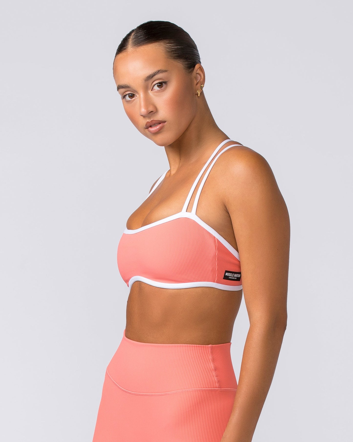 Curves Rib Bralette - Sunset Coral-Bralettes-XS-112373SUNSCRL-XS-MNAPPRL27759-3-Muscle Nation