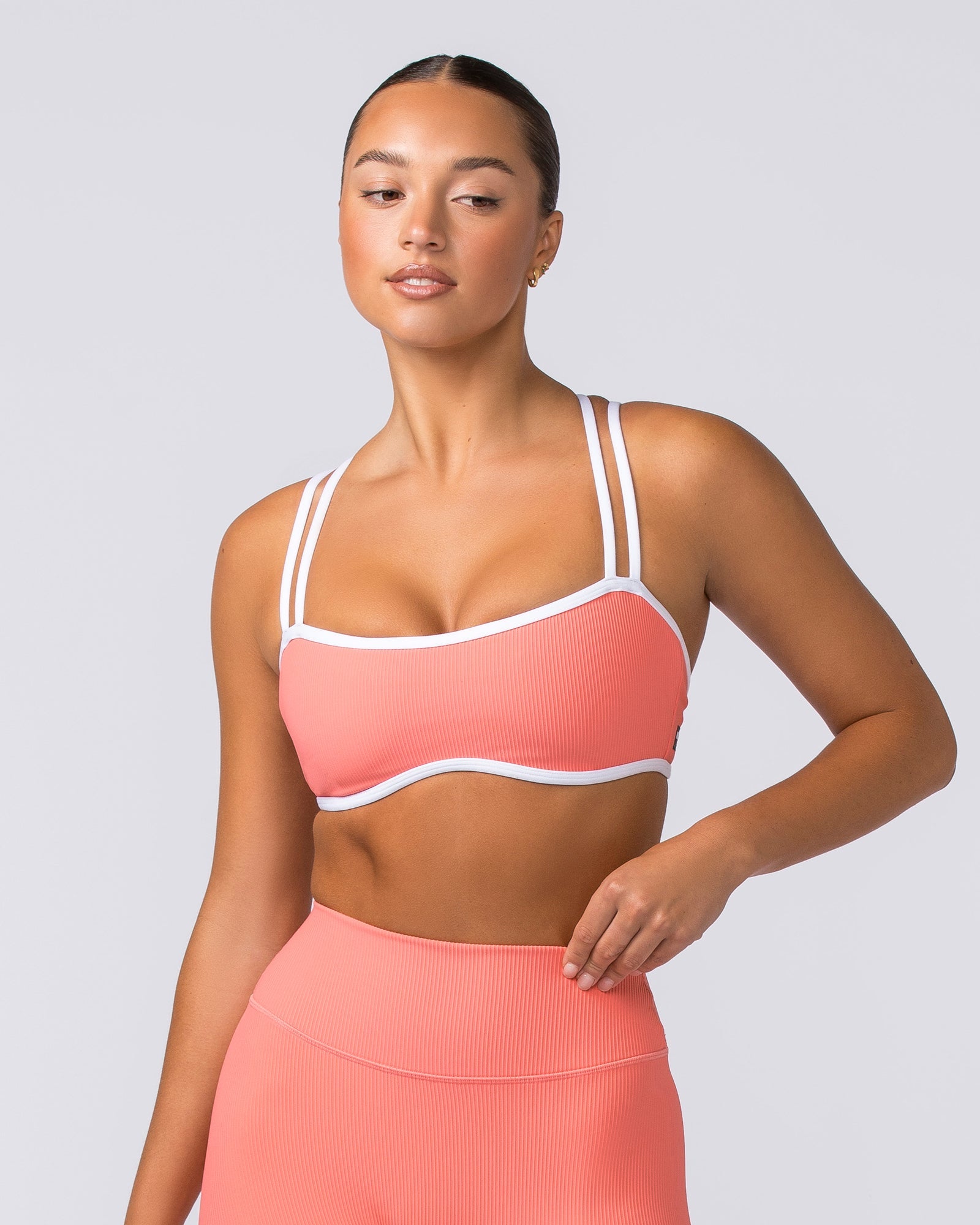 Curves Rib Bralette - Sunset Coral-Bralettes-XS-112373SUNSCRL-XS-MNAPPRL27759-2-Muscle Nation