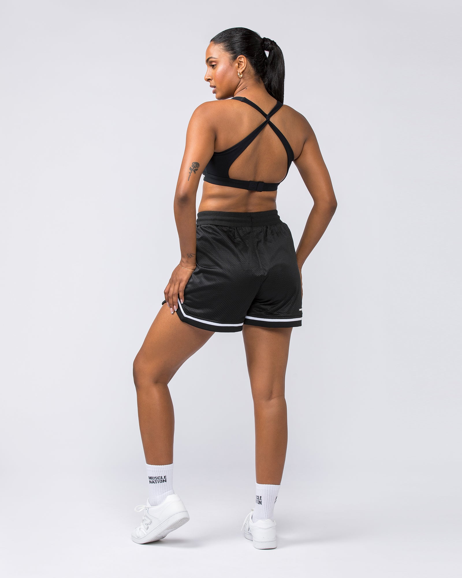 Womens 4" Basketball Shorts - Black-Shorts-XXS-112229BLK-XXS-MNAPPRL19315-6-Muscle Nation