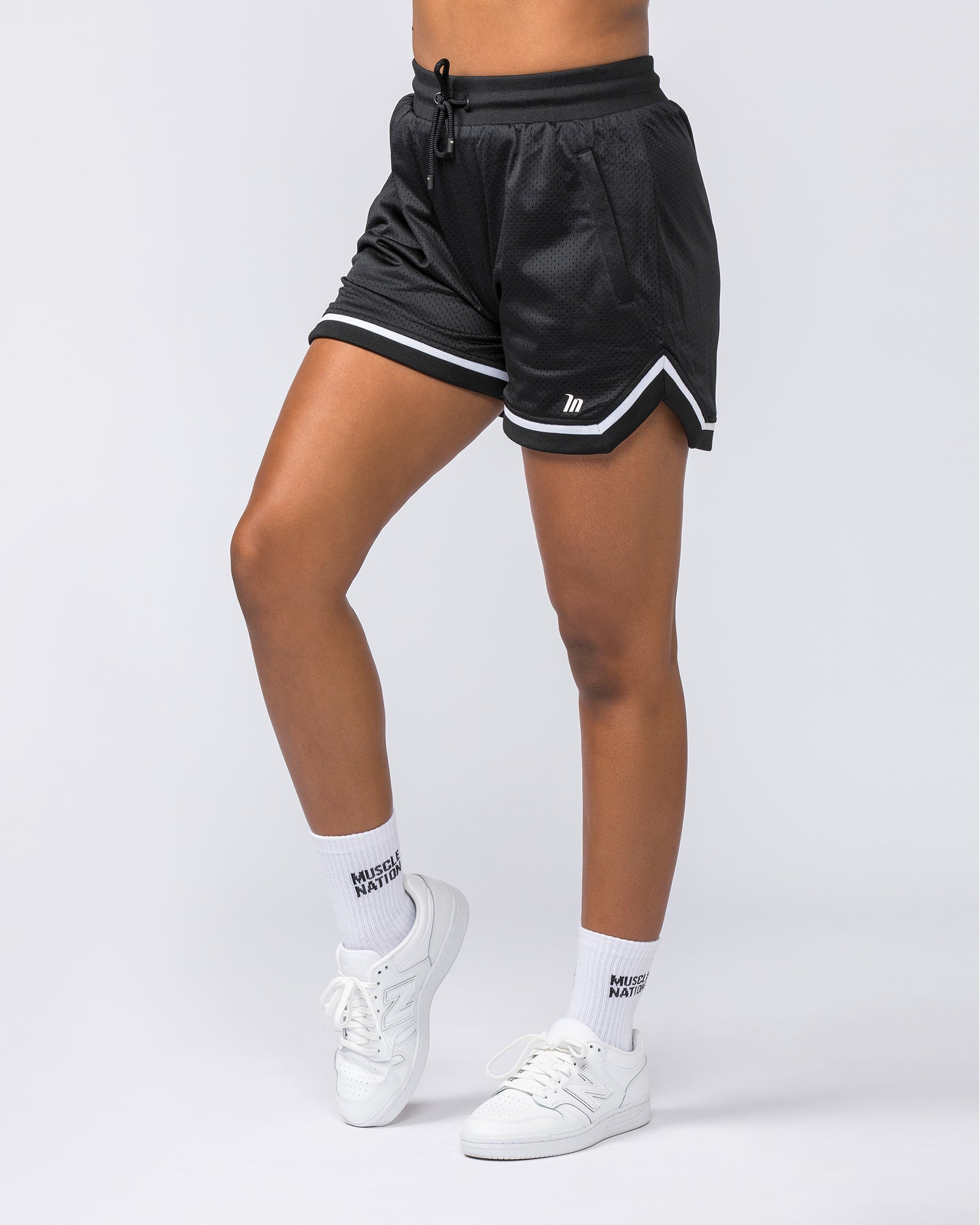Womens 4" Basketball Shorts - Black-Shorts-XXS-112229BLK-XXS-MNAPPRL19315-2-Muscle Nation