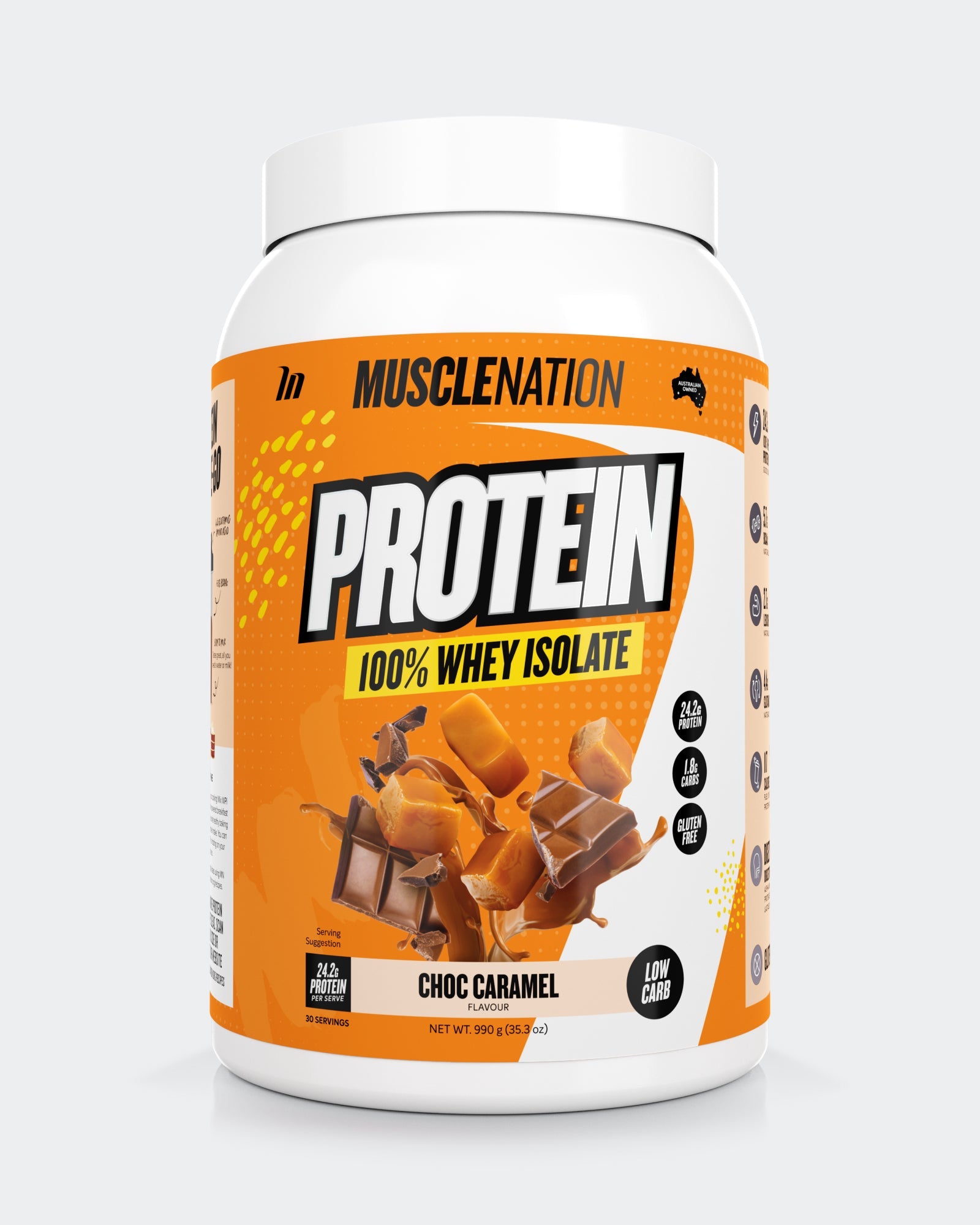 WHEY Protein Isolate - Choc Caramel - 30 serves-Whey Protein Powders-MNSUPPS0325-9359054001367-1-Muscle Nation