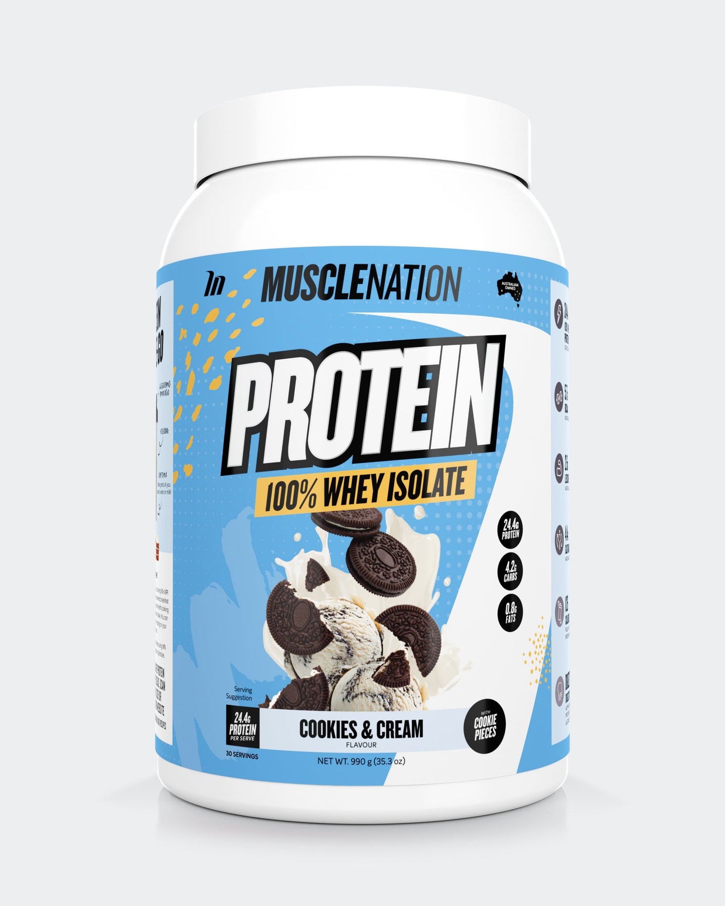WHEY Protein Isolate - Cookies & Cream - 30 serves-Whey Protein Powders-MNSUPPS0066-9359054001336-1-Muscle Nation