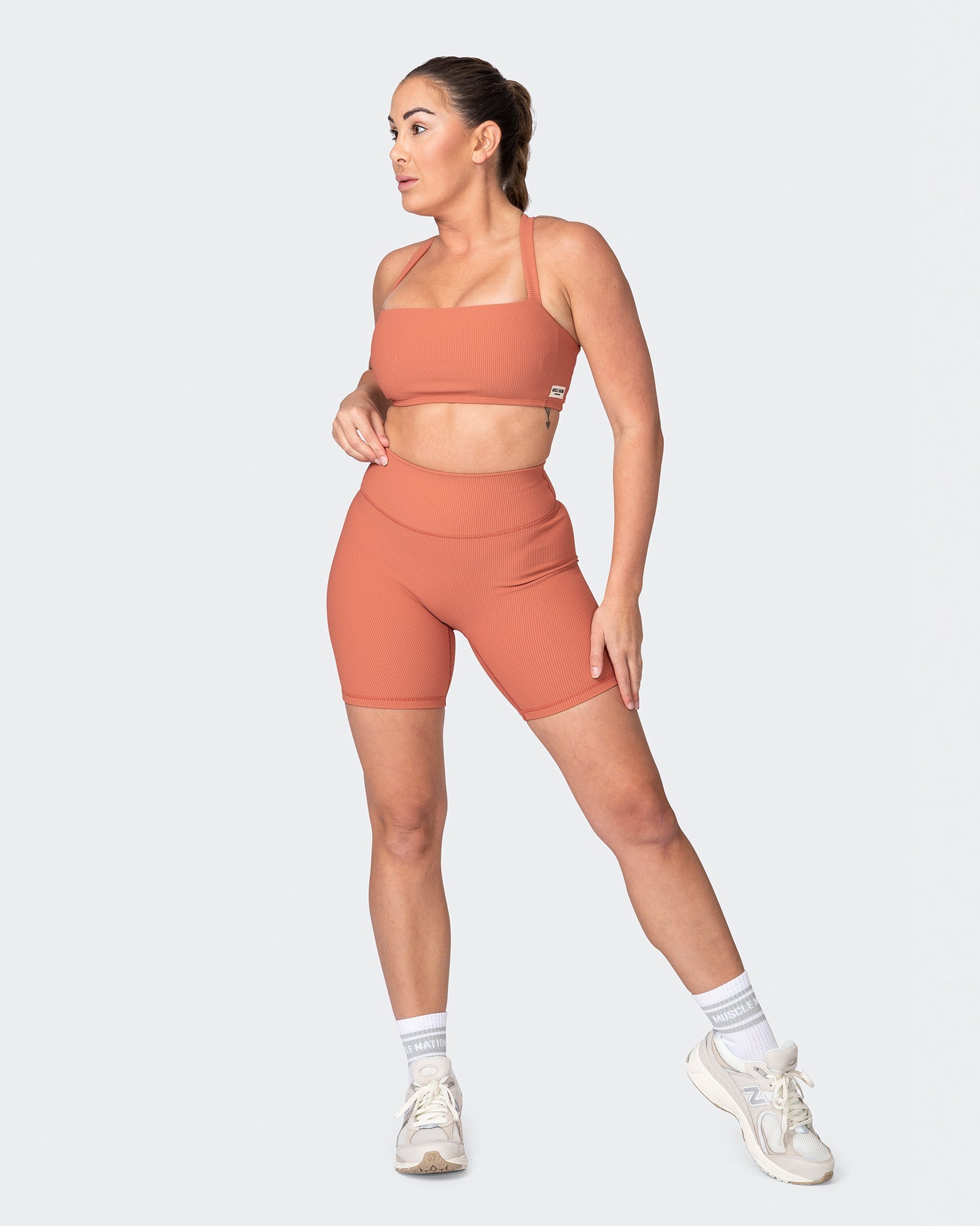 Zero Rise Rib Bike Shorts - Burnt Sienna-Shorts-XXS-042304BNTSNA-XXS-MNAPPRL23357-7-Muscle Nation