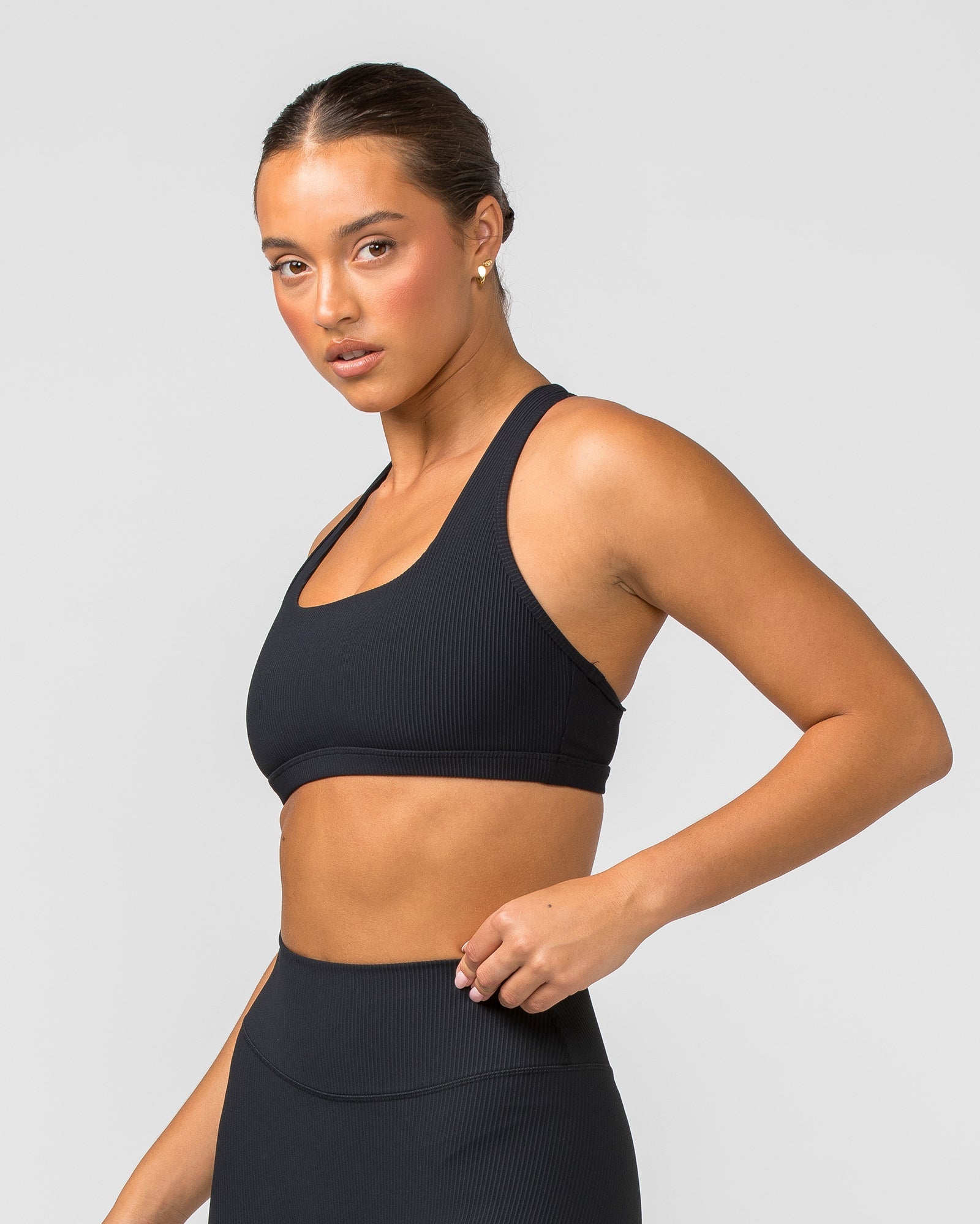 Flex Rib Bra - Black-Sports Bras-XXS-112372BLK-XXS-MNAPPRL40139-3-Muscle Nation