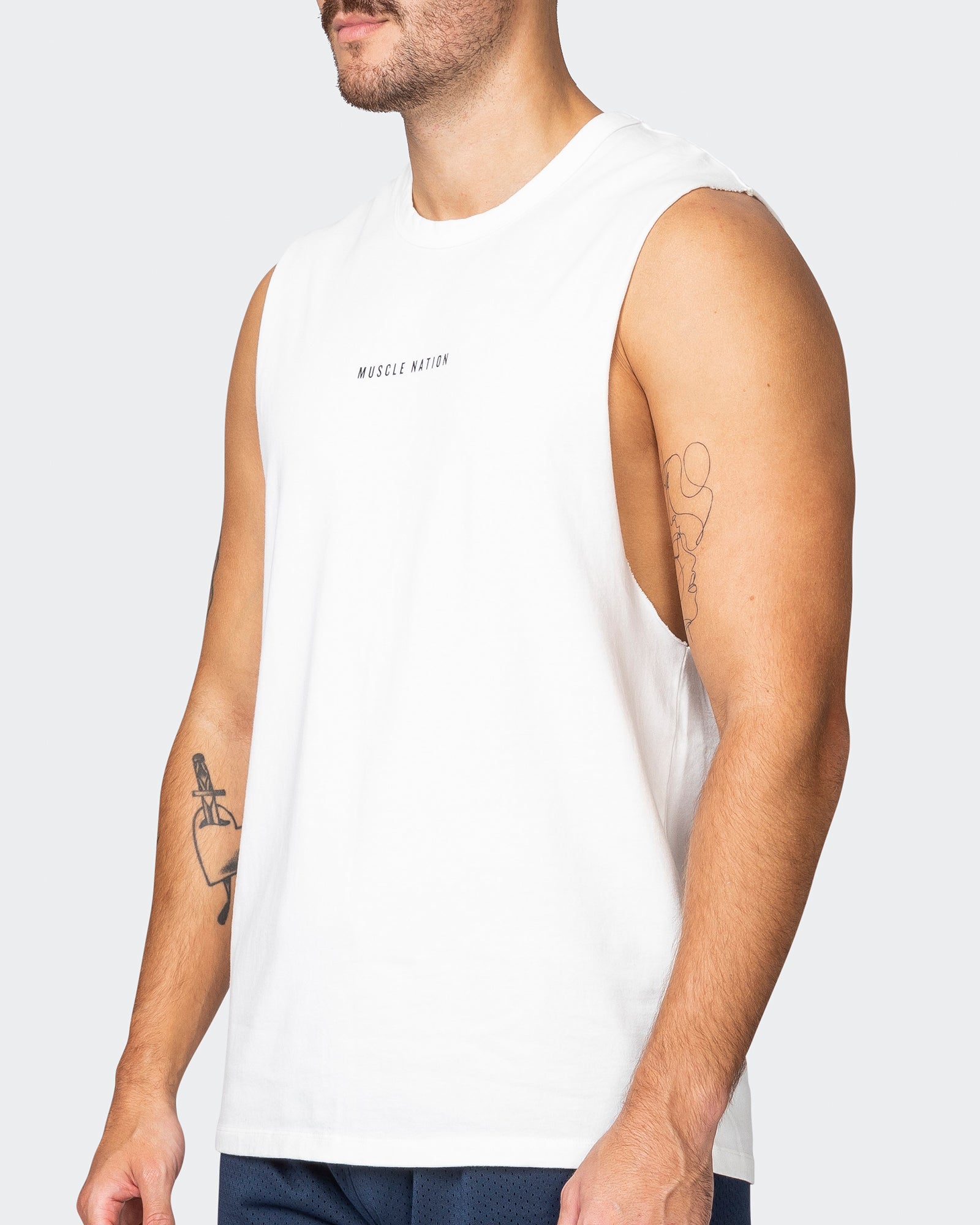 Ease Drop Arm Heavy Vintage Tank - Washed Vanilla-Singlets & Tanks-S-042356WSHVANI-S-MNAPPRL22200-3-Muscle Nation