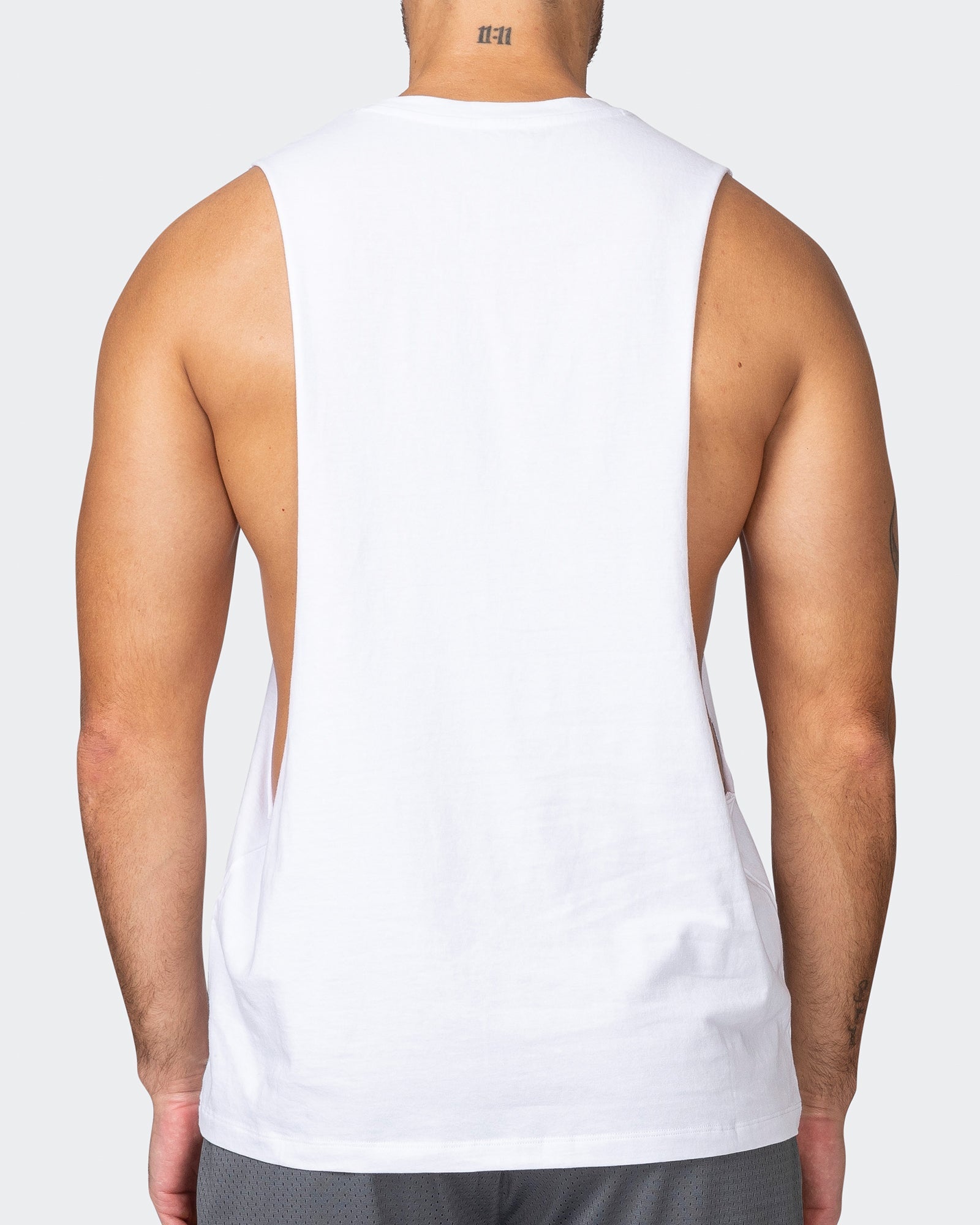 Ultra Drop Arm Tank - White-Singlets & Tanks-S-042357WHT-S-MNAPPRL22207-6-Muscle Nation
