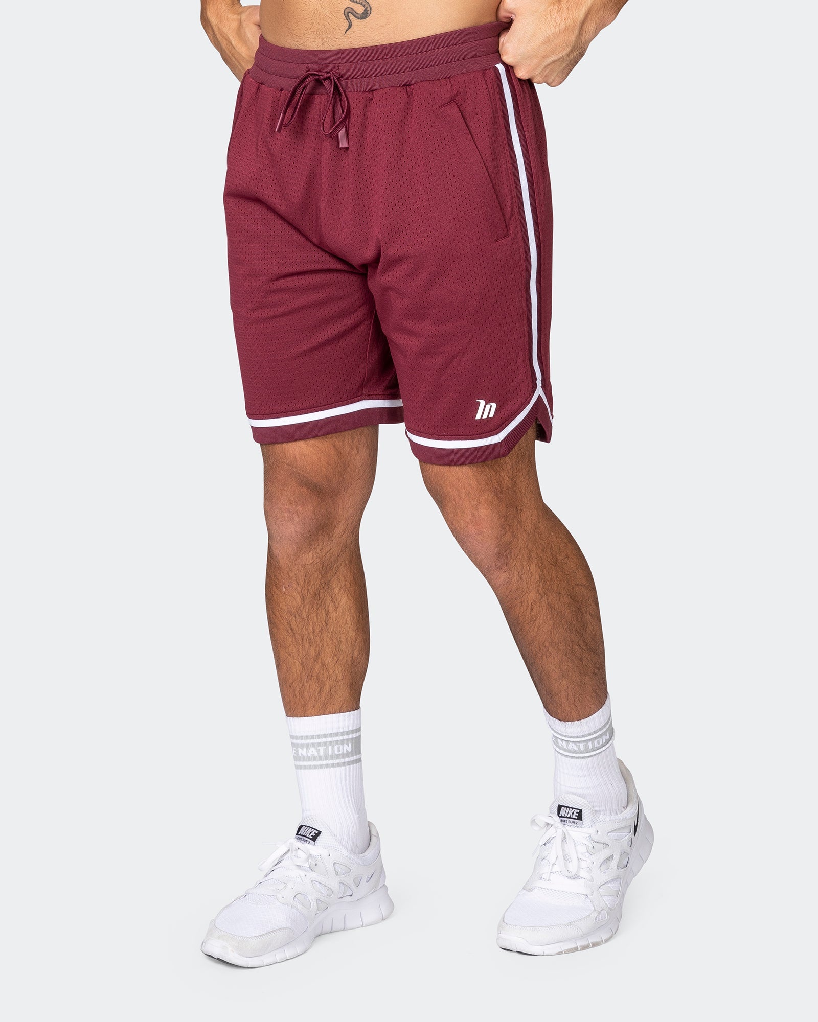 Mens 8" Basketball Shorts - Wine-Shorts-S-042366WINE-S-MNAPPRL22410-1-Muscle Nation
