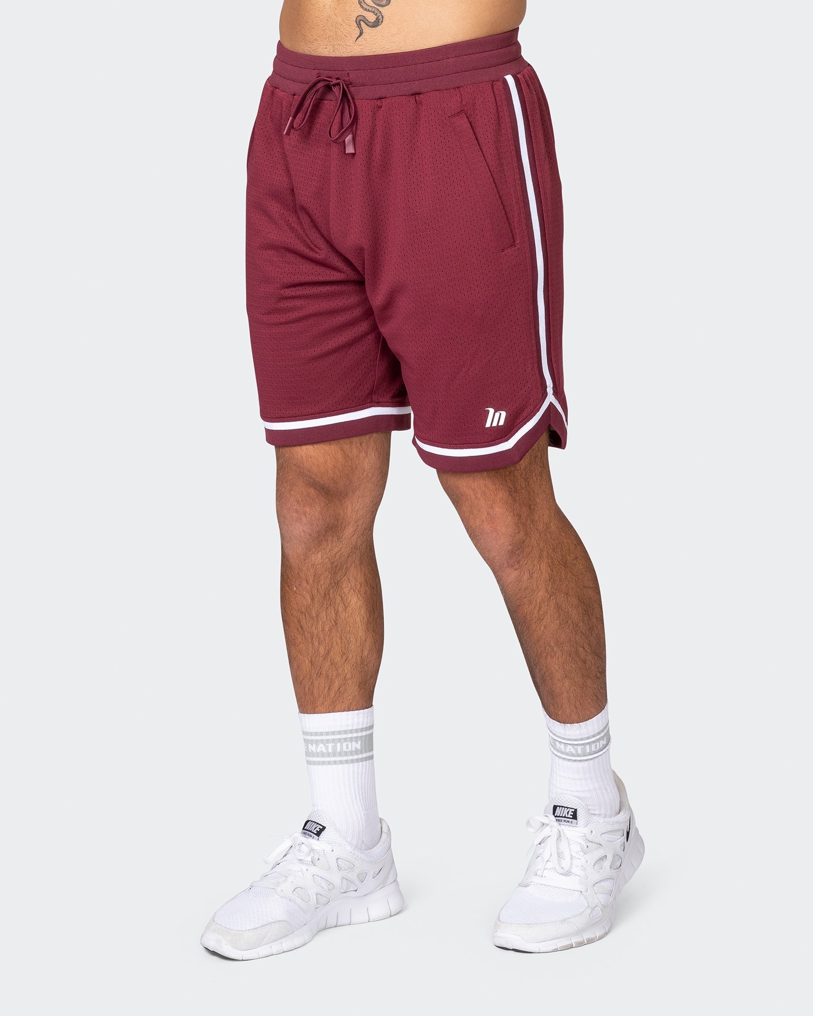 Mens 8" Basketball Shorts - Wine-Shorts-S-042366WINE-S-MNAPPRL22410-3-Muscle Nation