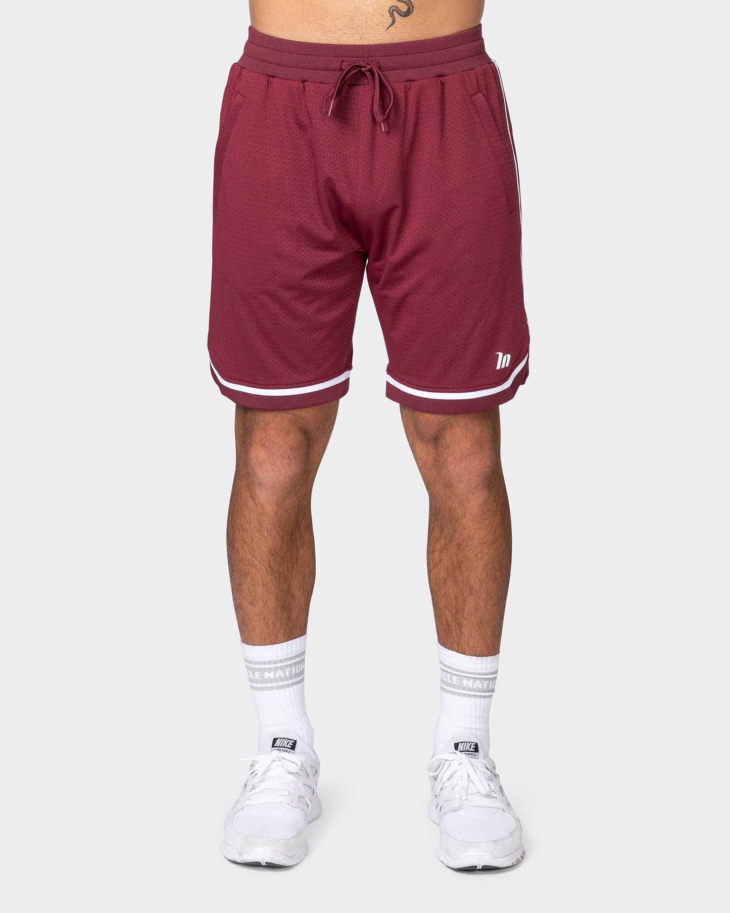 Mens 8" Basketball Shorts - Wine-Shorts-S-042366WINE-S-MNAPPRL22410-2-Muscle Nation