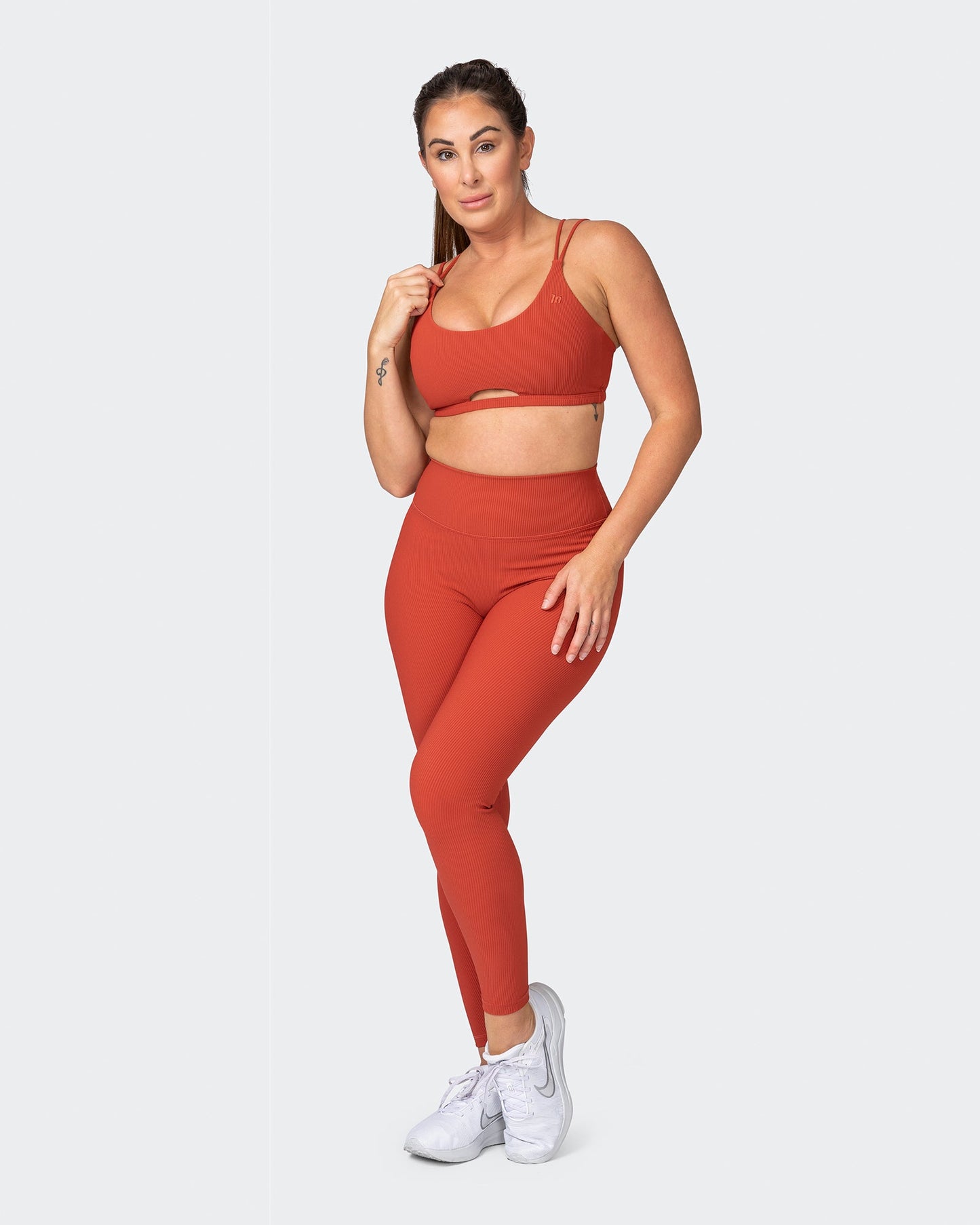 Zero Rise Rib Ankle Length Leggings - Burnt Orange-Leggings-XXS-042383BRORNG-XXS-MNAPPRL23103-7-Muscle Nation