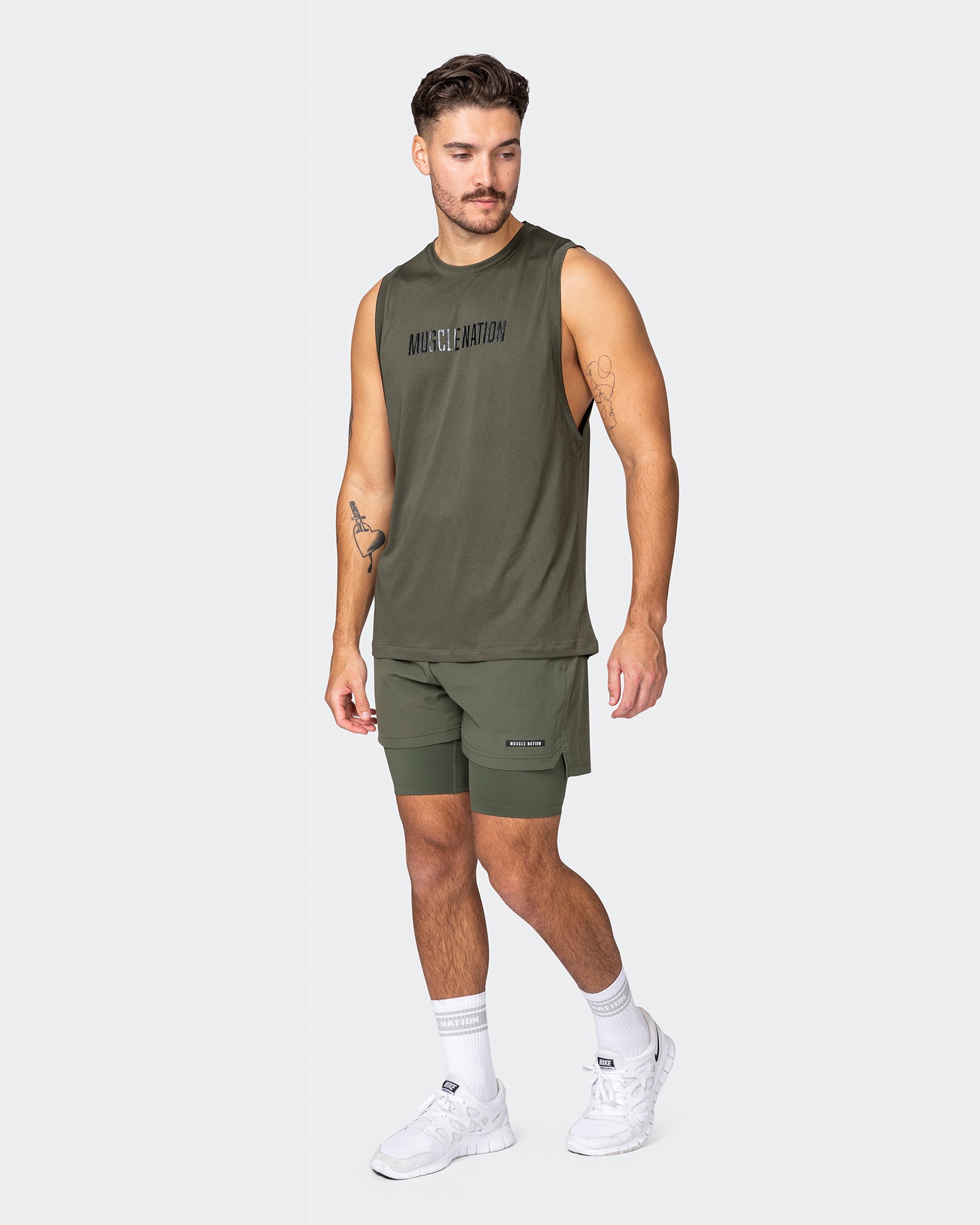 Vigour Training 3" Shorts - Dark Khaki-Shorts-S-042363DKHAKI-S-MNAPPRL22340-8-Muscle Nation