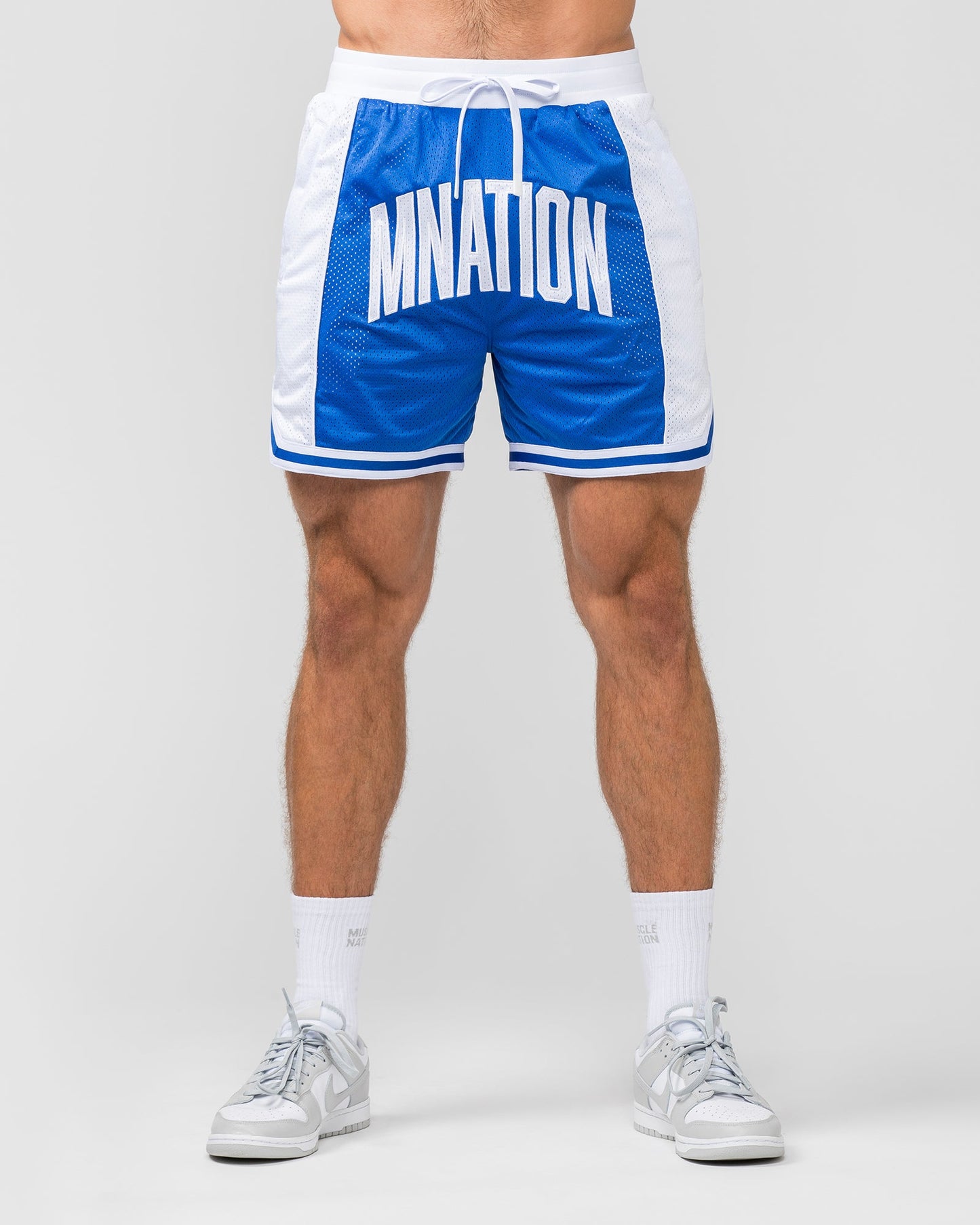 Fadeaway 5" Basketball Shorts - Bondi Blue / White-Shorts-S-012407BONDW-S-MNAPPRL28651-2-Muscle Nation