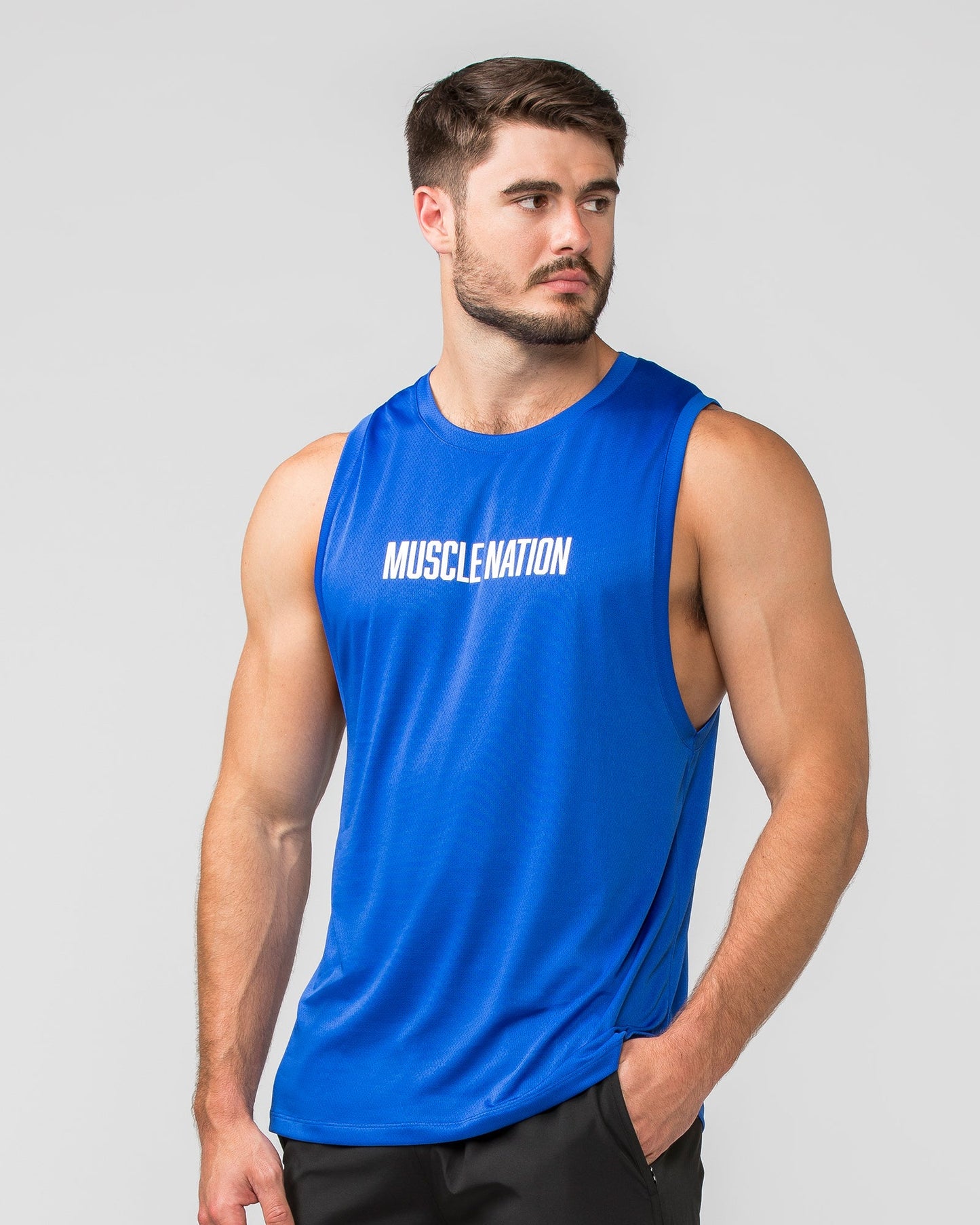 Burly Training Tank - Bondi Blue-Singlets & Tanks-S-012409BONDIBLU-S-MNAPPRL29156-2-Muscle Nation