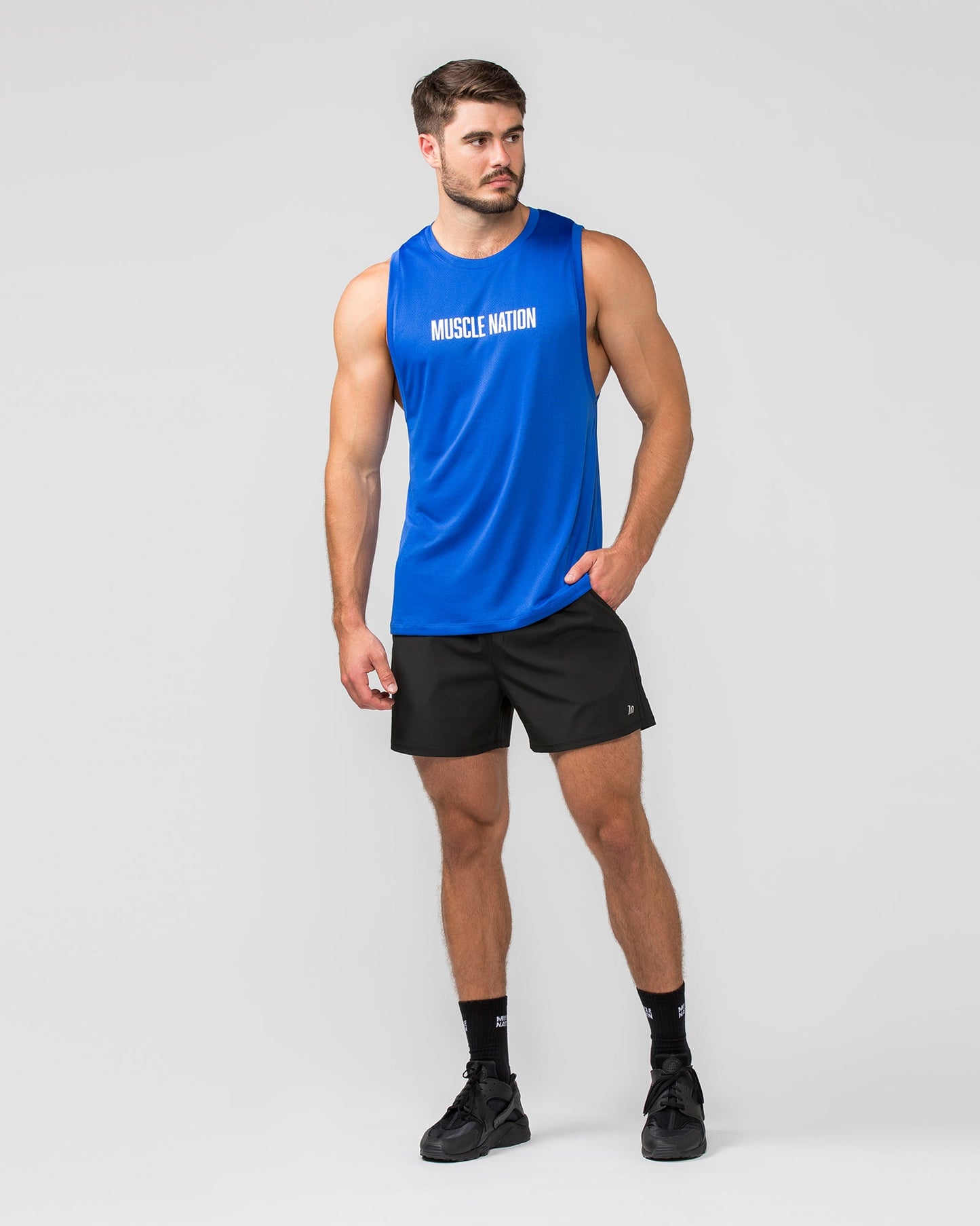 Burly Training Tank - Bondi Blue-Singlets & Tanks-S-012409BONDIBLU-S-MNAPPRL29156-6-Muscle Nation