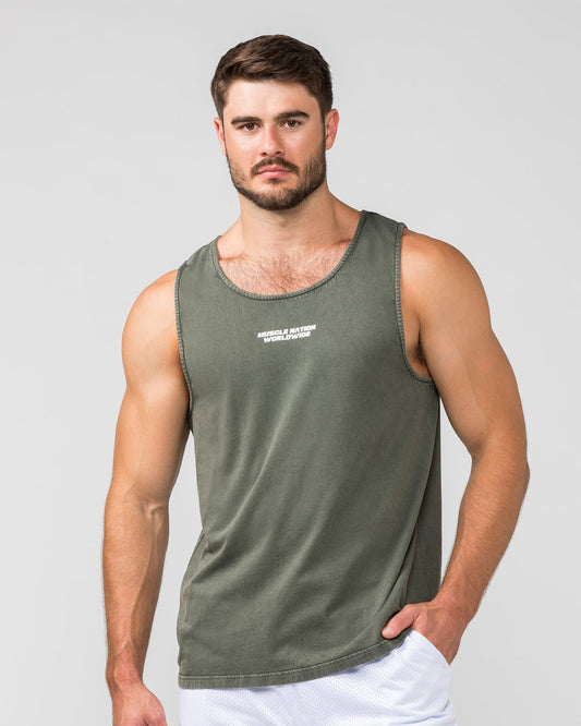 H-Back Represent Tank - Washed Dark Khaki-Singlets & Tanks-S-012408WHDRKH-S-MNAPPRL29287-1-Muscle Nation