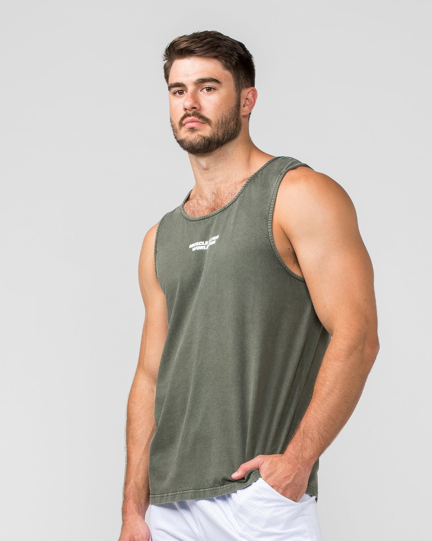 H-Back Represent Tank - Washed Dark Khaki-Singlets & Tanks-S-012408WHDRKH-S-MNAPPRL29287-3-Muscle Nation