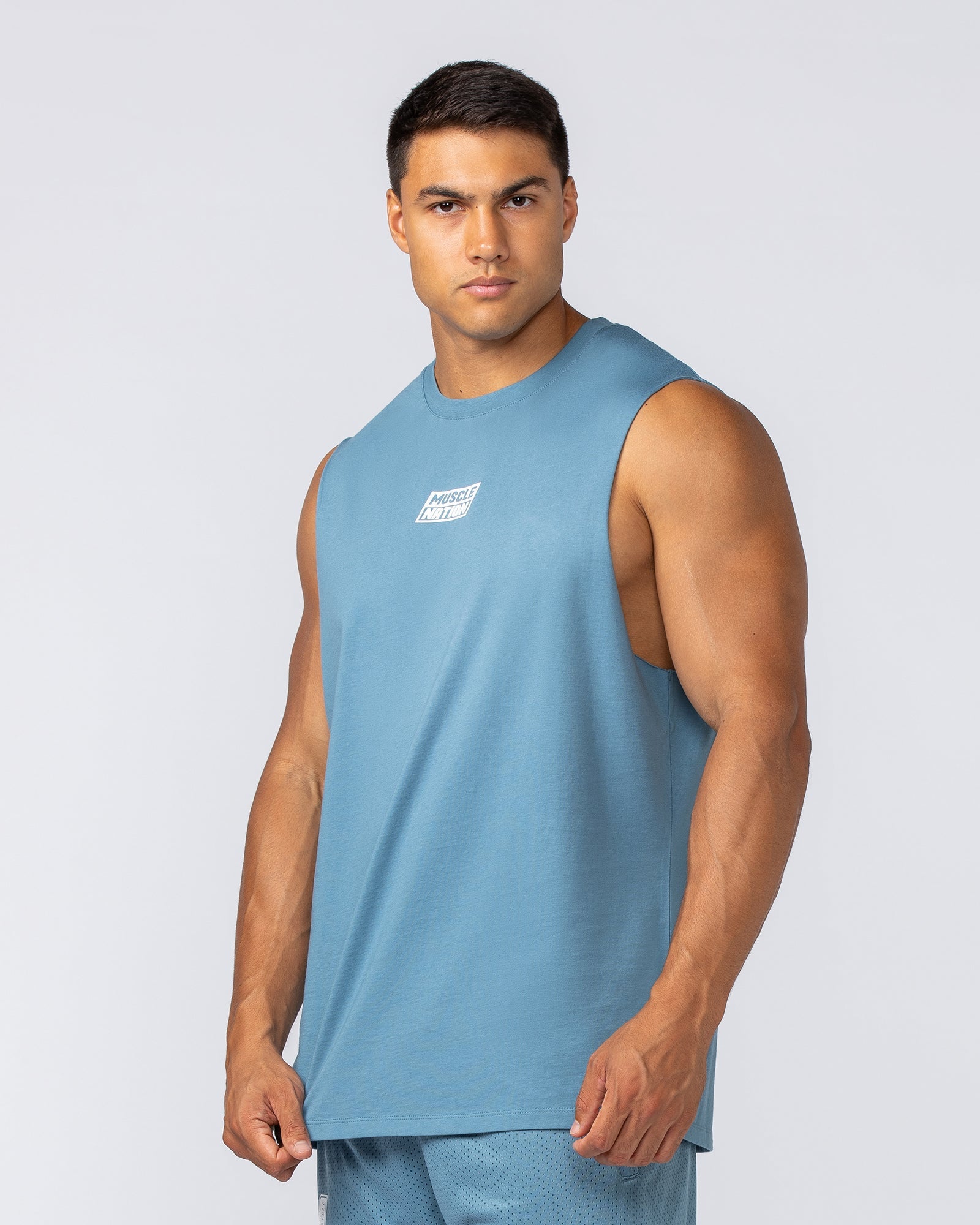 Throwback Training Tank - Pale Thunder-Singlets & Tanks-S-092413PLTHNDR-S-MNAPPRL40066-2-Muscle Nation