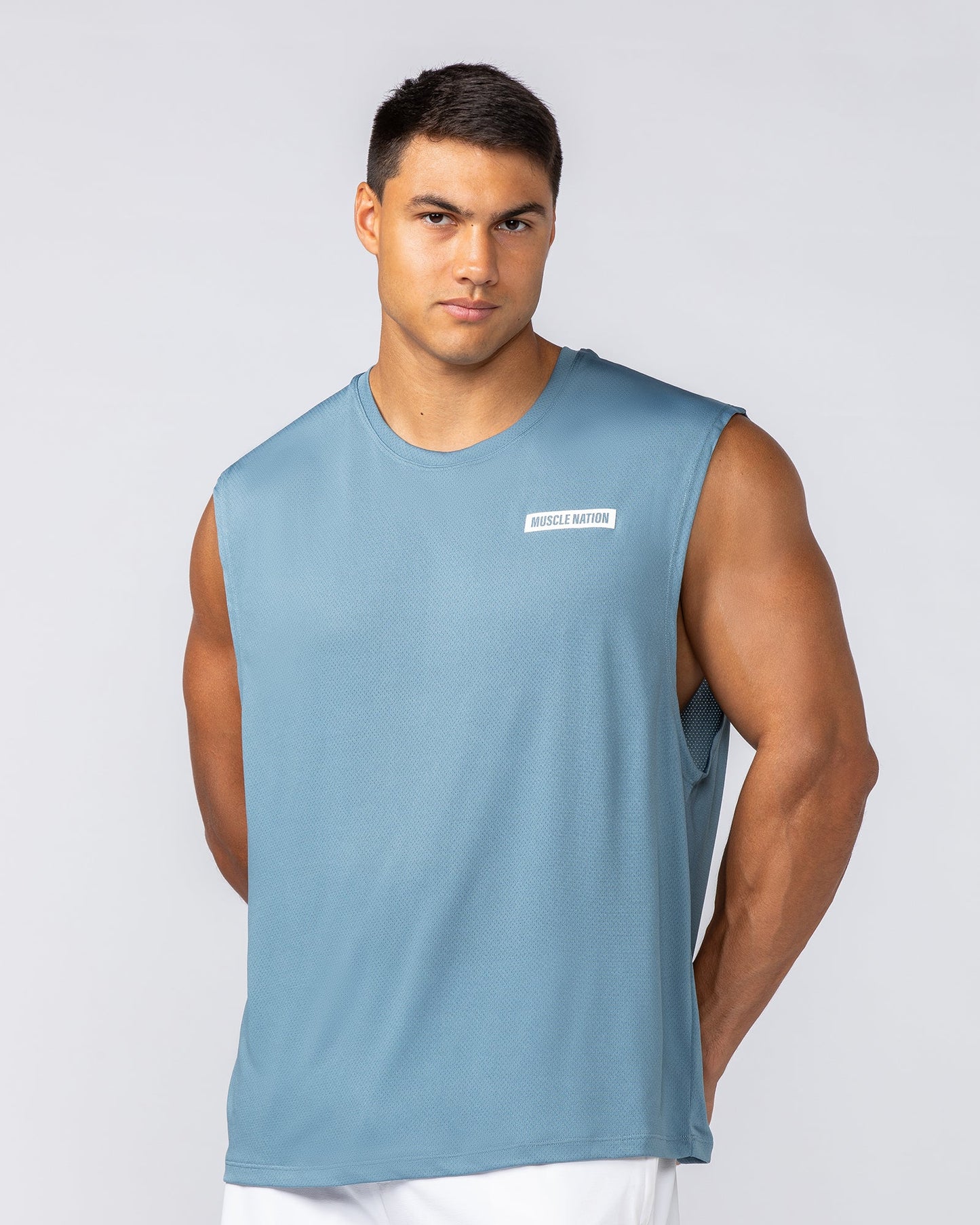 Relaxed Active Tank - Pale Thunder-Singlets & Tanks-S-092410PLTHNDR-S-MNAPPRL40017-1-Muscle Nation