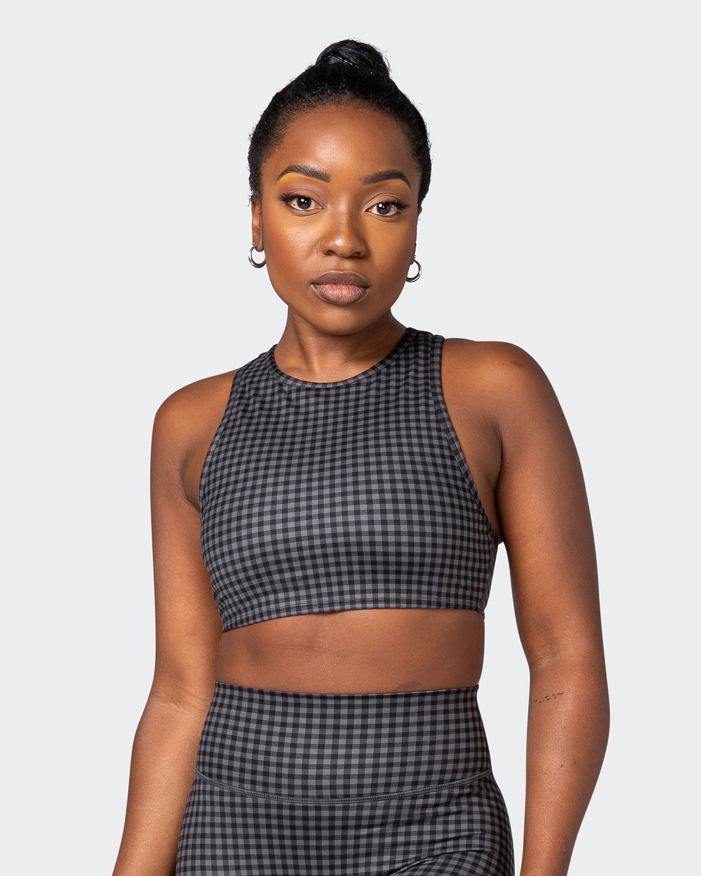 All Rounder Bra - Monochrome Check Print-Sports Bras-XS-092207MONCHPR-XS-MNAPPRL20908-1-Muscle Nation