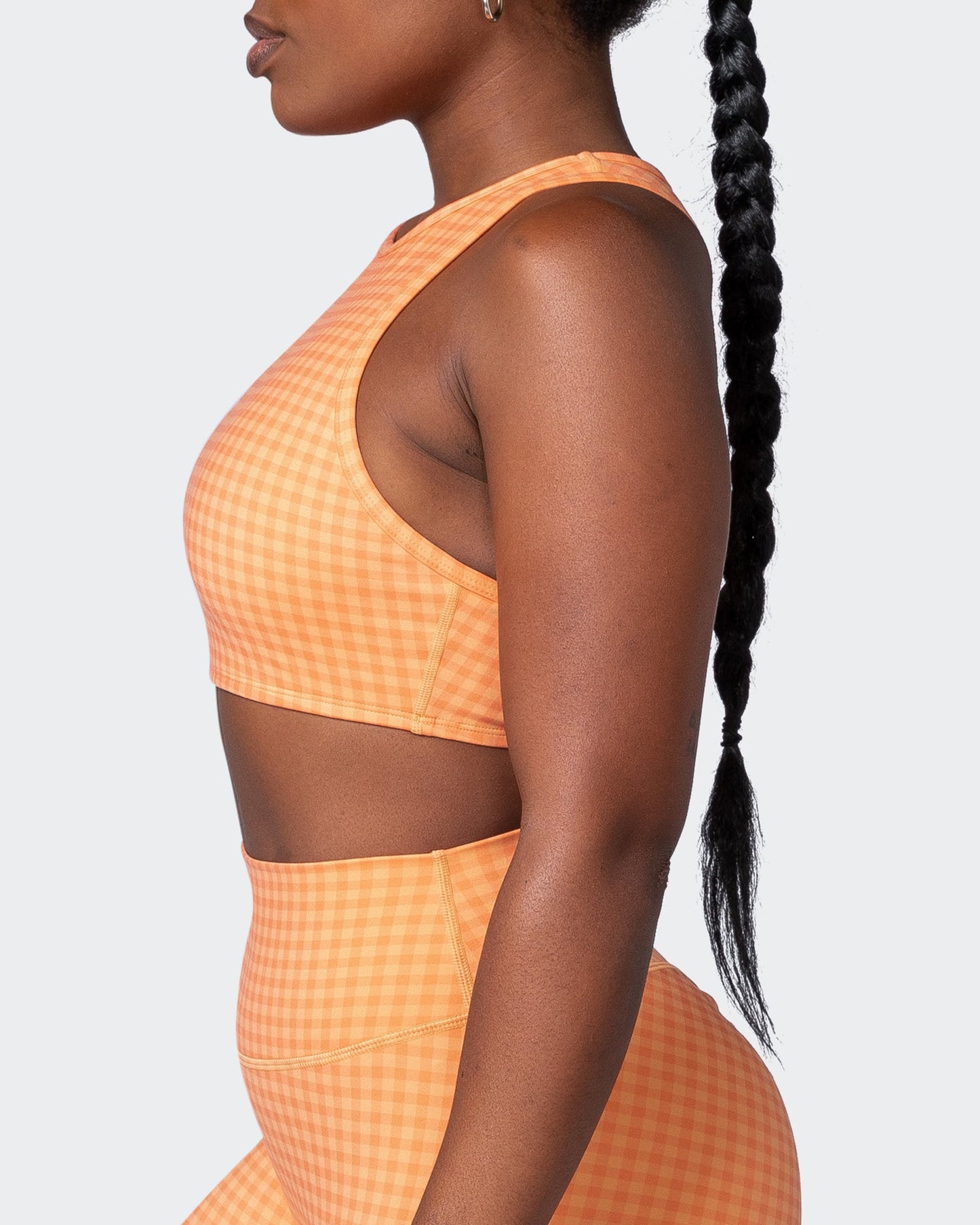 All Rounder Bra - Peaches And Cream Check Print-Sports Bras-XS-092207PEACRCHP-XS-MNAPPRL20900-4-Muscle Nation